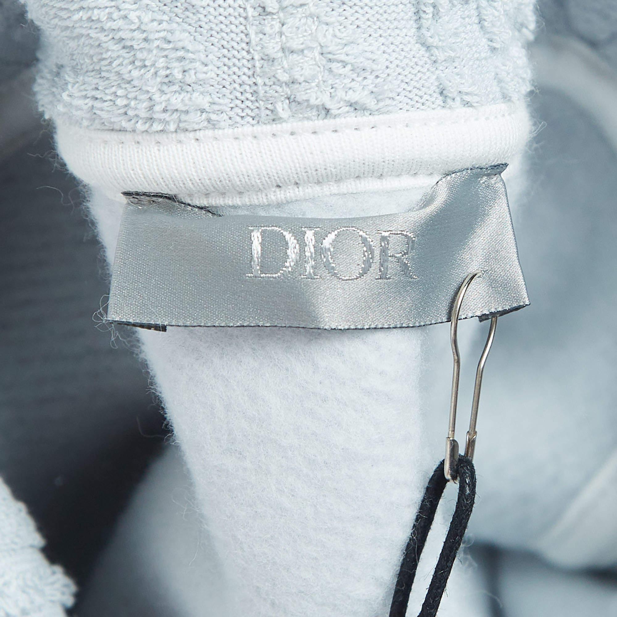 Dior Homme Light Blue Oblique Jacquard Terry Cotton Hoodie M For Sale 1