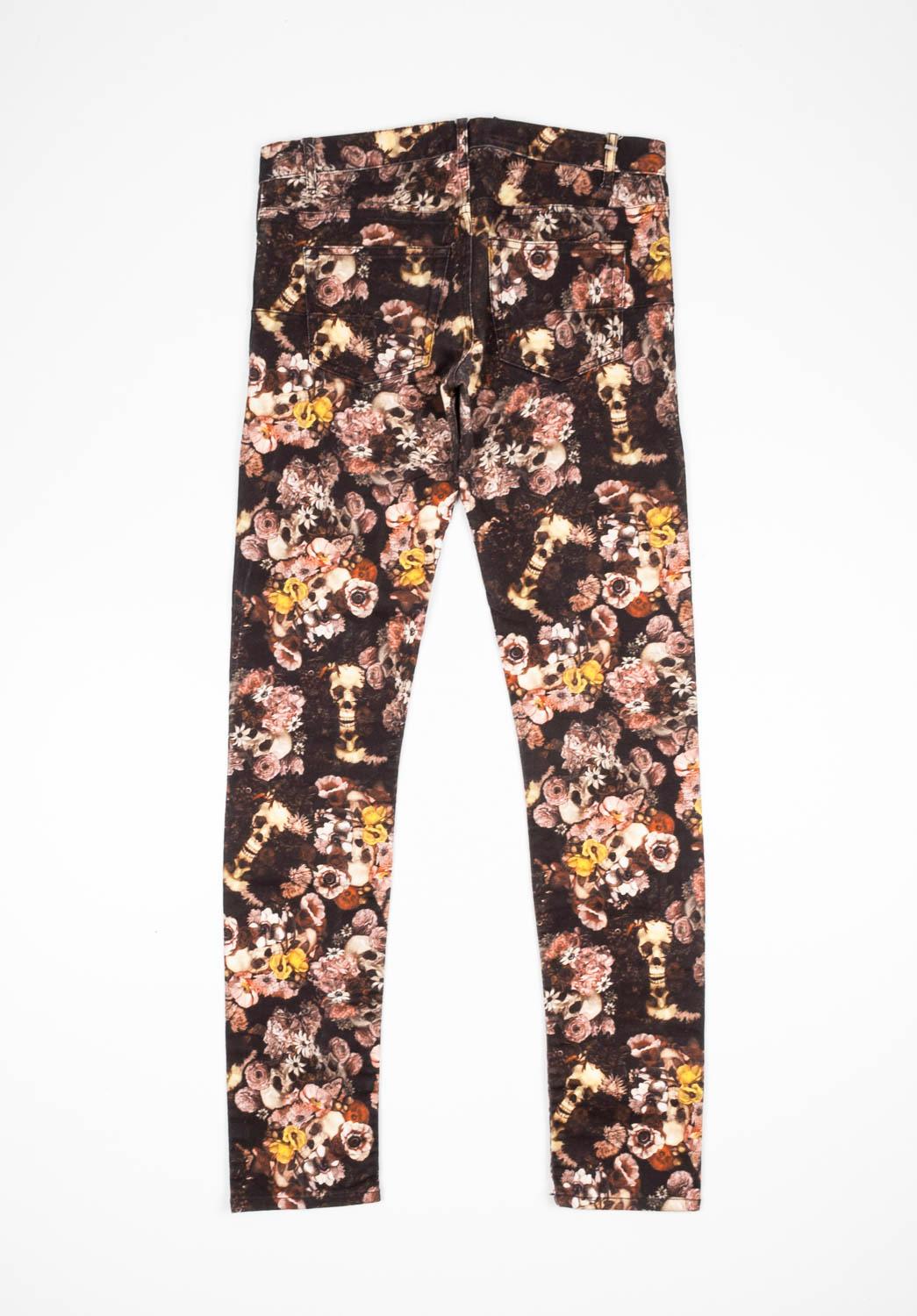 Dior Homme Men Vaqueros Skull Floral Denim Talla 32 Marrón en venta