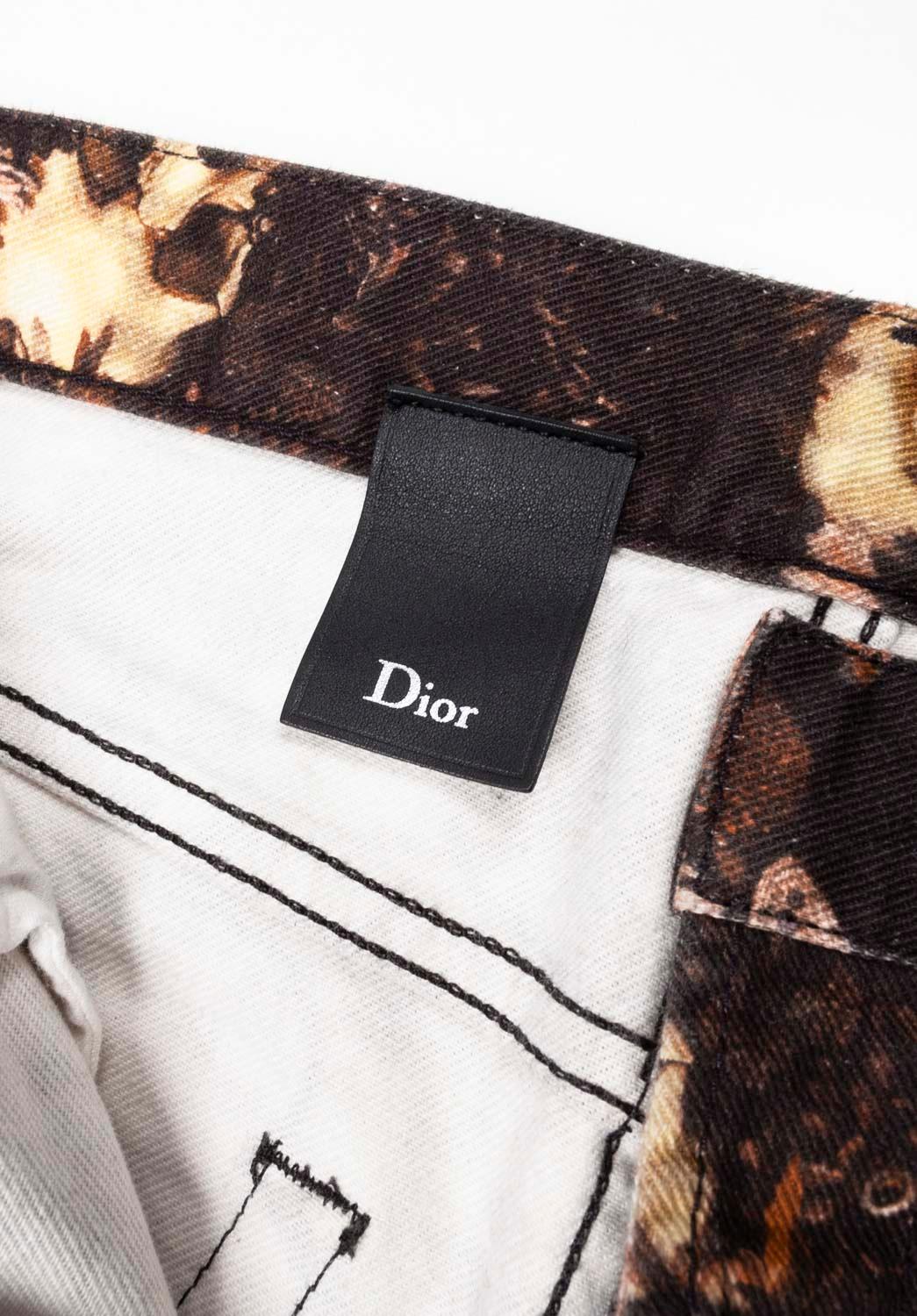 De los hombres Dior Homme Men Vaqueros Skull Floral Denim Talla 32 en venta