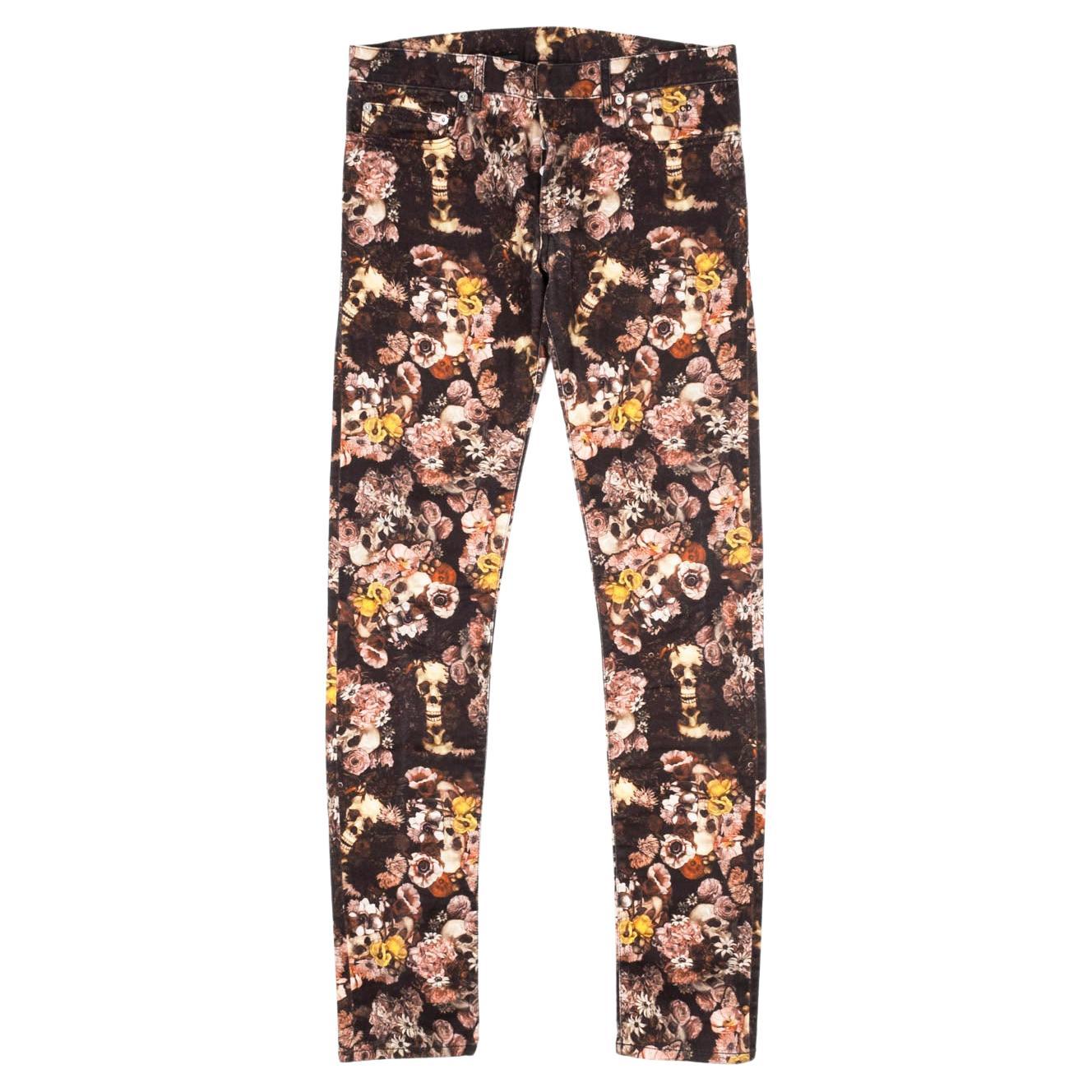 Dior Homme Men Vaqueros Skull Floral Denim Talla 32 en venta