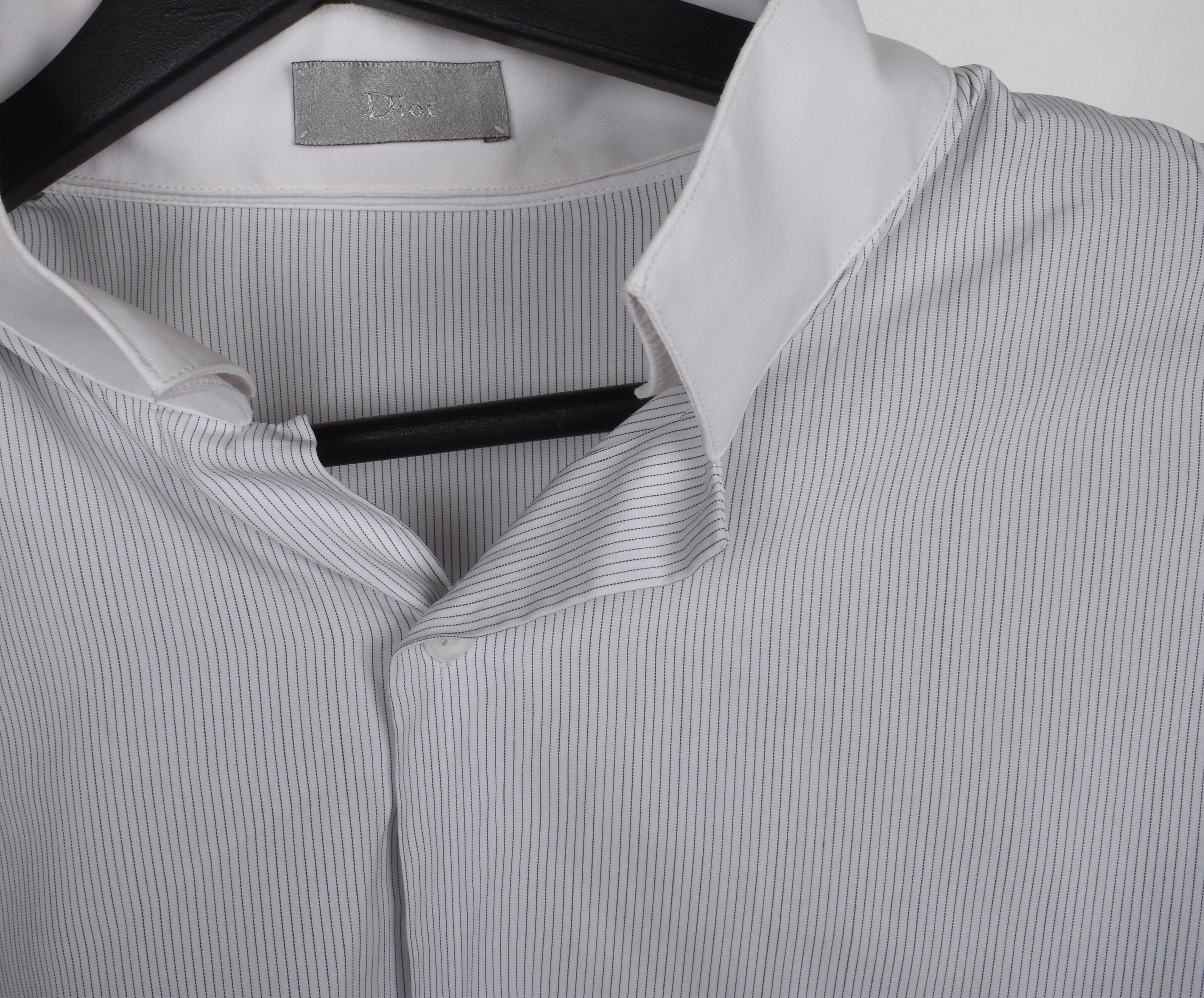 Dior Homme Men Shirt Inverted Collar Striped Size 41-L, S1702 en venta 1