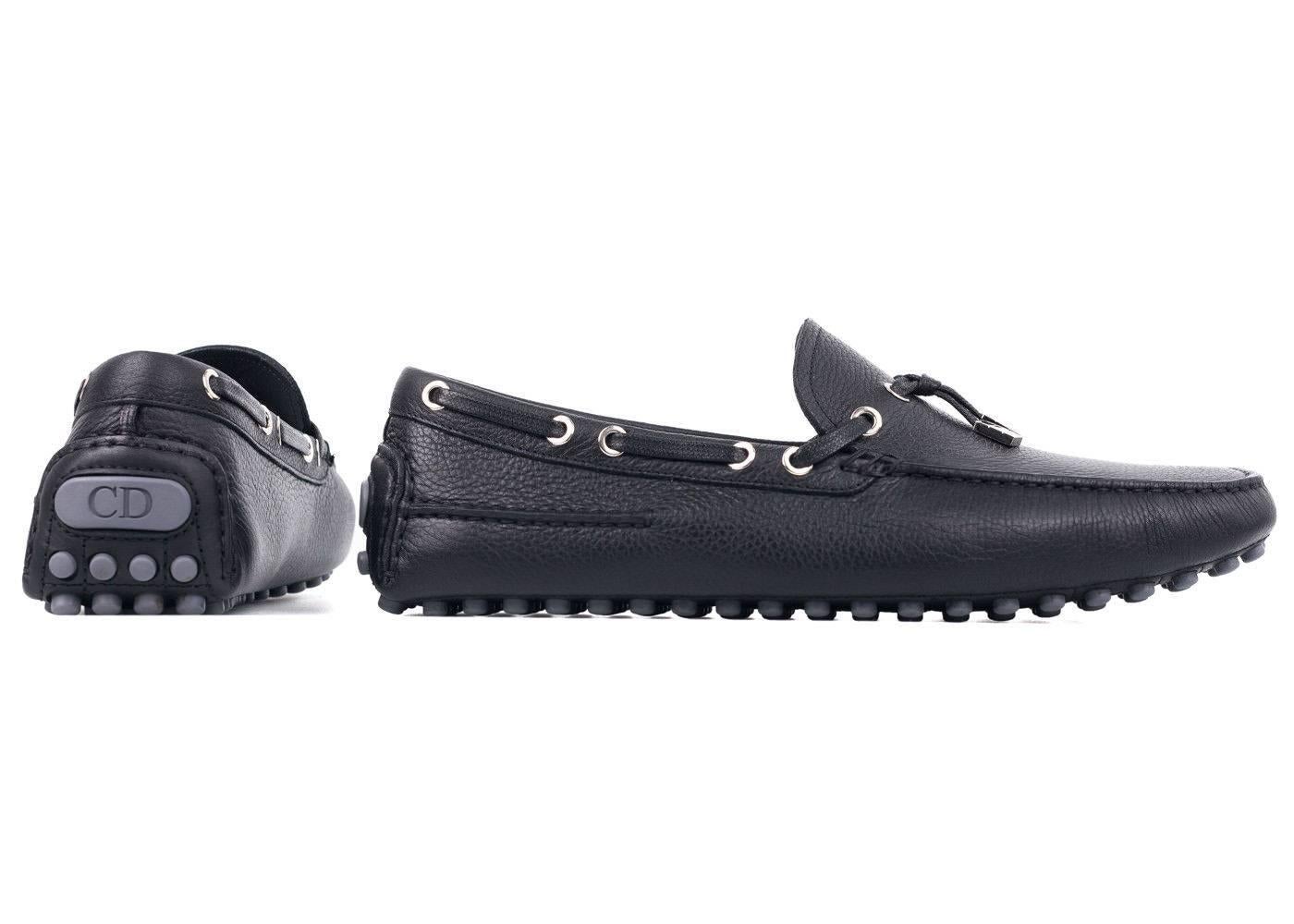 Dior Homme Mens Black Calfskin Tassel Front Driver Loafers In New Condition For Sale In Brooklyn, NY