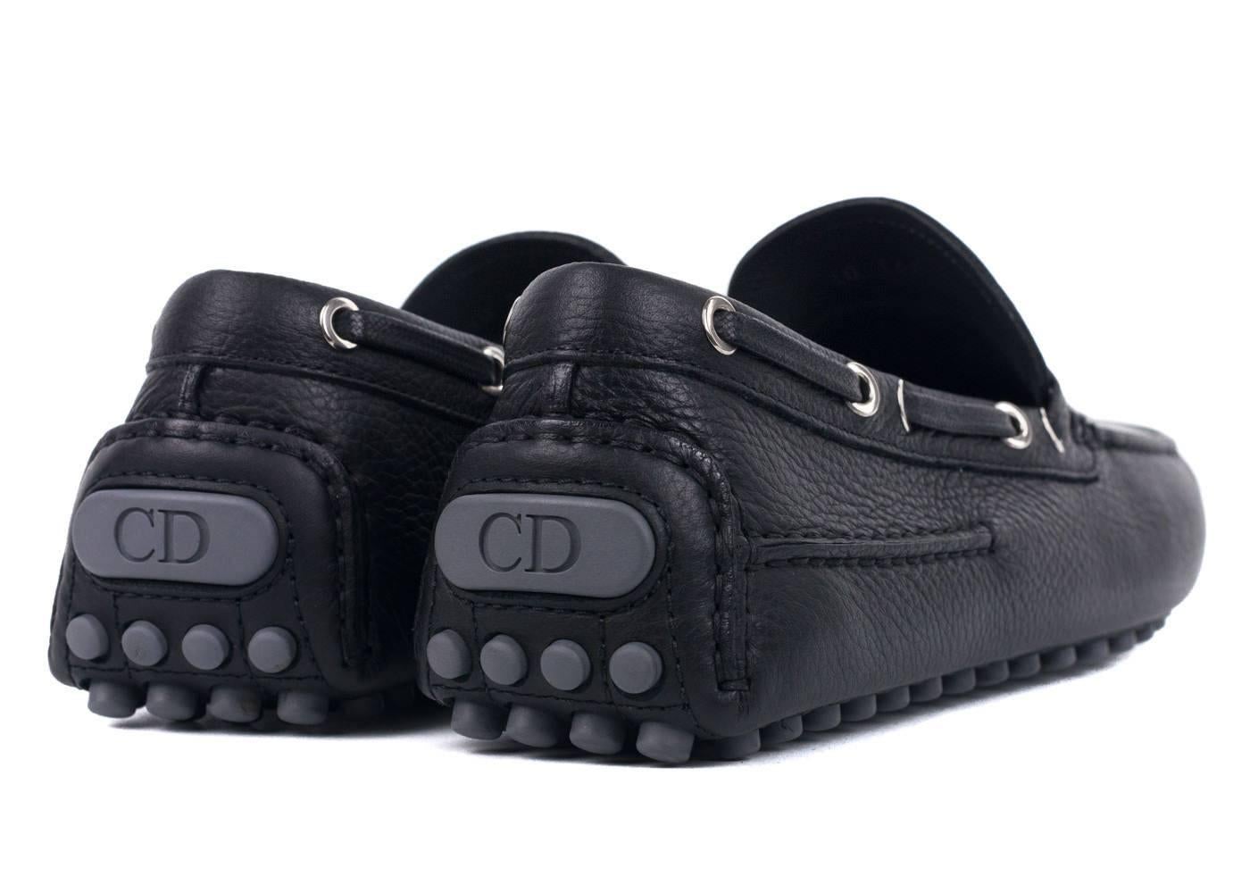 Dior Homme Mens Black Calfskin Tassel Front Driver Loafers For Sale 1