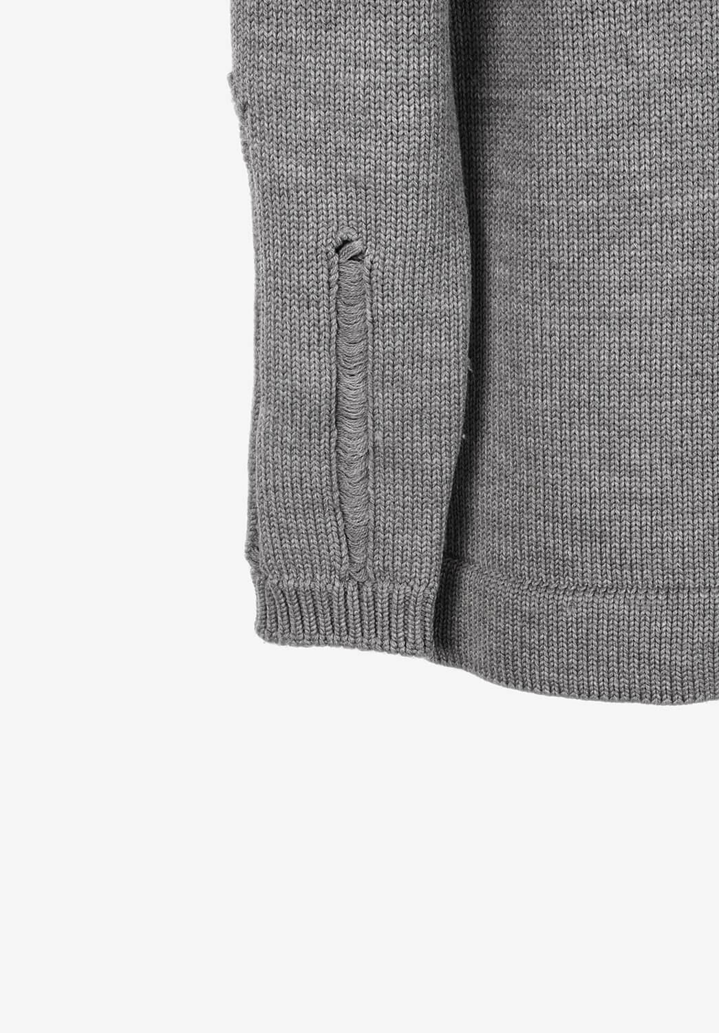 Gray Dior Homme Merino Wool AW02 Turtle Neck Knitted Distressed Men Sweater Size M
