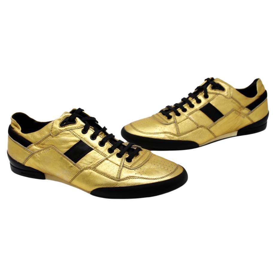 Dior Homme Metallic Low Leather Lace Up Men's Sneakers Size 43.5 For Sale