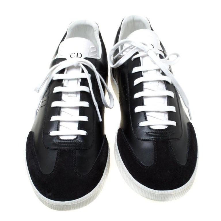 Dior Homme Monochrome Leather And Suede Sneakers Size 44 For Sale