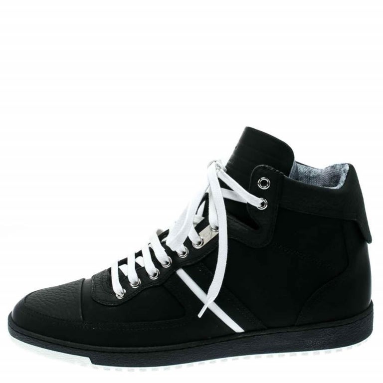 Dior Homme Monochrome Leather High Top Sneakers Size 42.5 For Sale at ...