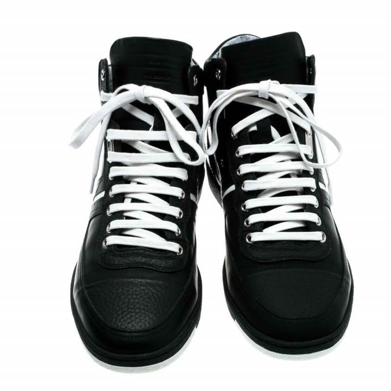Dior Homme Monochrome Leather High Top Sneakers Size 42.5 For Sale at ...