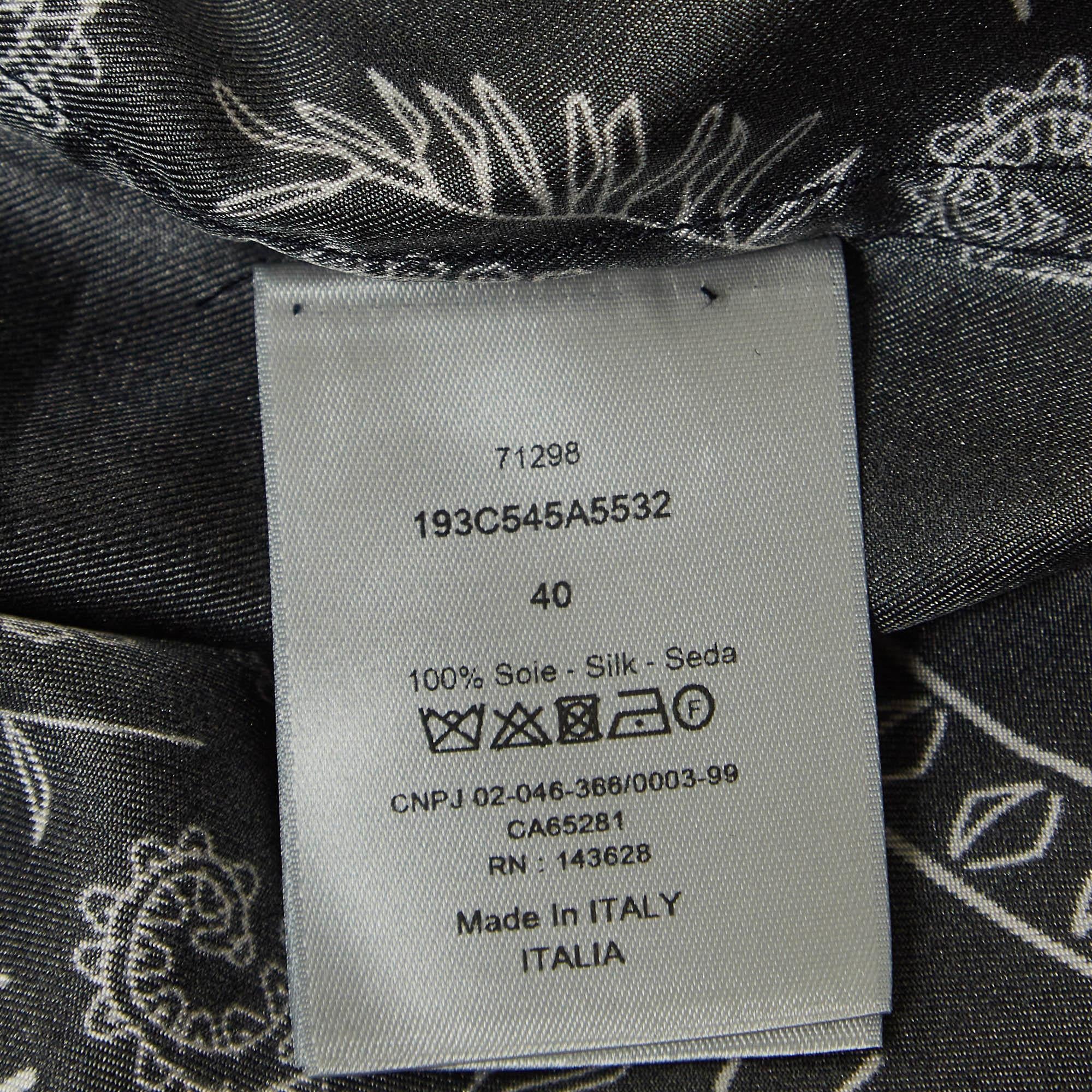 Dior Homme Navy Blue Bandana Motif Print Silk Buttoned Half Sleeve Shirt M In Good Condition For Sale In Dubai, Al Qouz 2