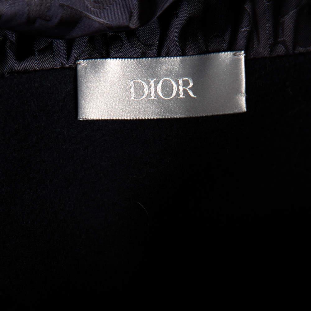 Dior Homme Navy Blue Cotton Knit Oblique Pattern Trim Detail Hooded Sweatshirt L In Good Condition In Dubai, Al Qouz 2
