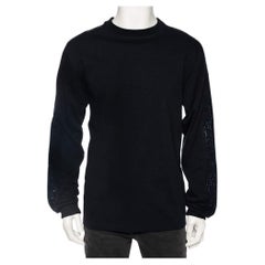 Dior Homme Navy Blue Knit Oblique Brand Oversized Sweatshirt L