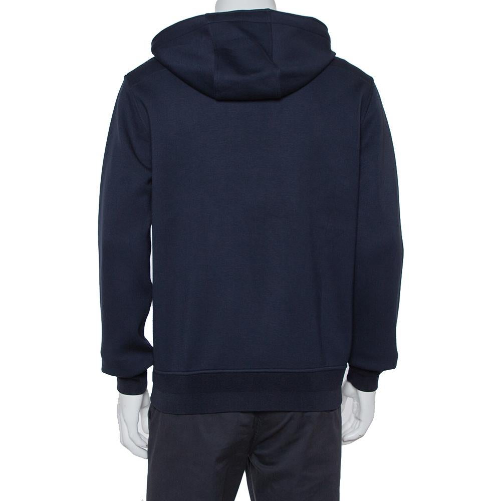Dior Homme Navy Blue Knit Zip front Hoodie L at 1stDibs