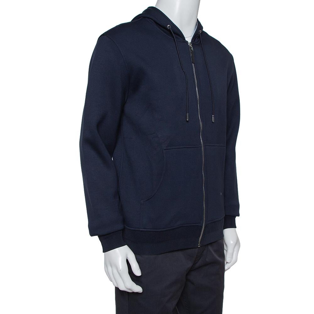 Dior Homme Navy Blue Knit Zip front Hoodie L at 1stDibs