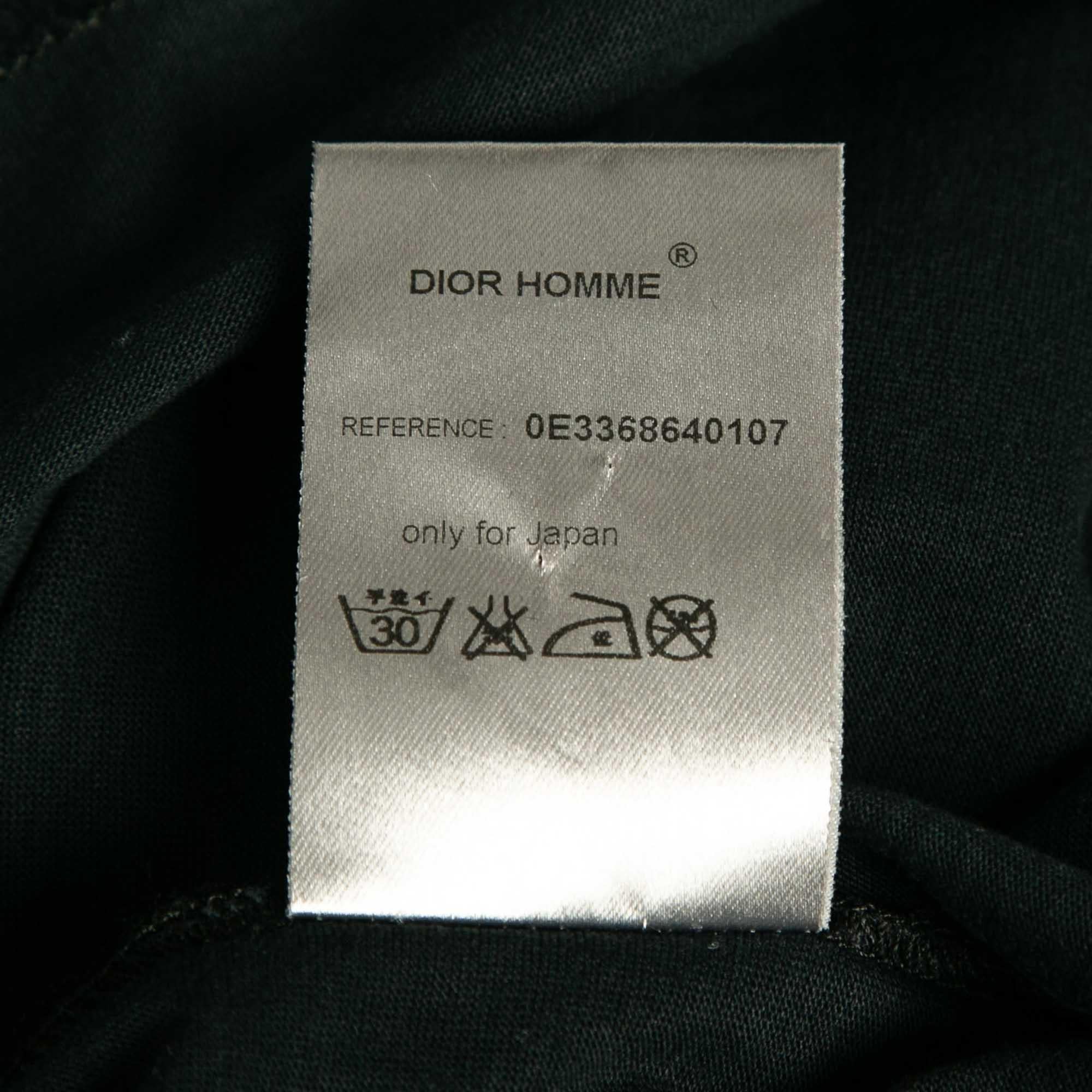 Dior Homme T-Shirt ras du cou en coton imprimé bleu marine S 1