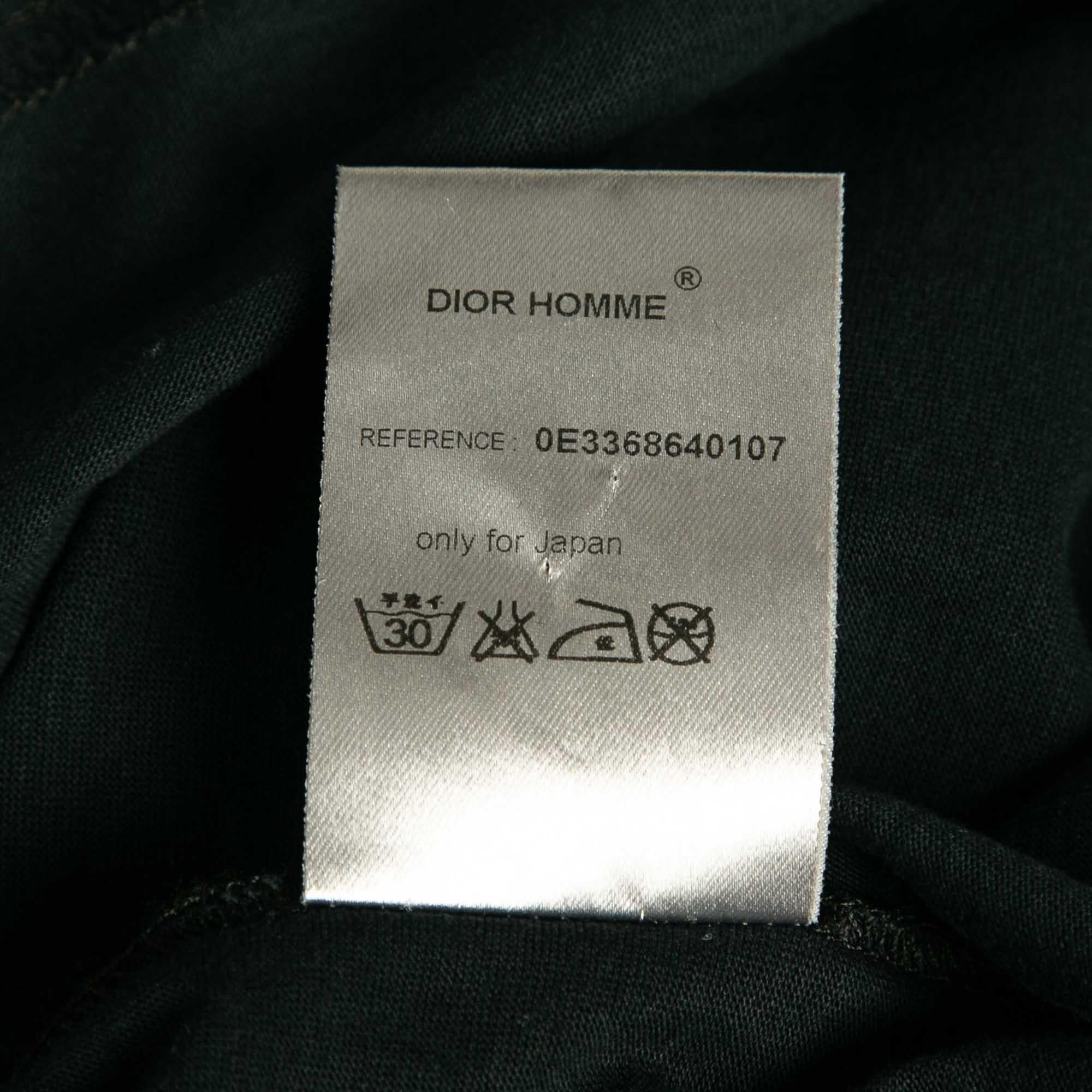 Dior Homme T-Shirt ras du cou en coton imprimé bleu marine S 2