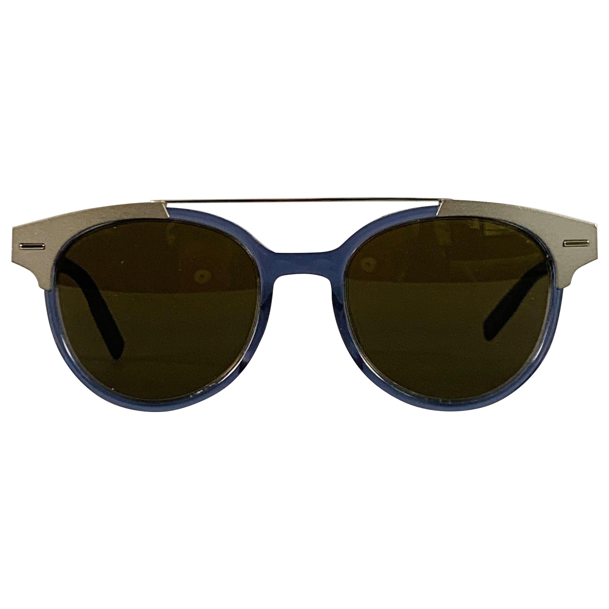 DIOR HOMME Marineblaue Aviator-Sonnenbrille aus Acetat in Silber