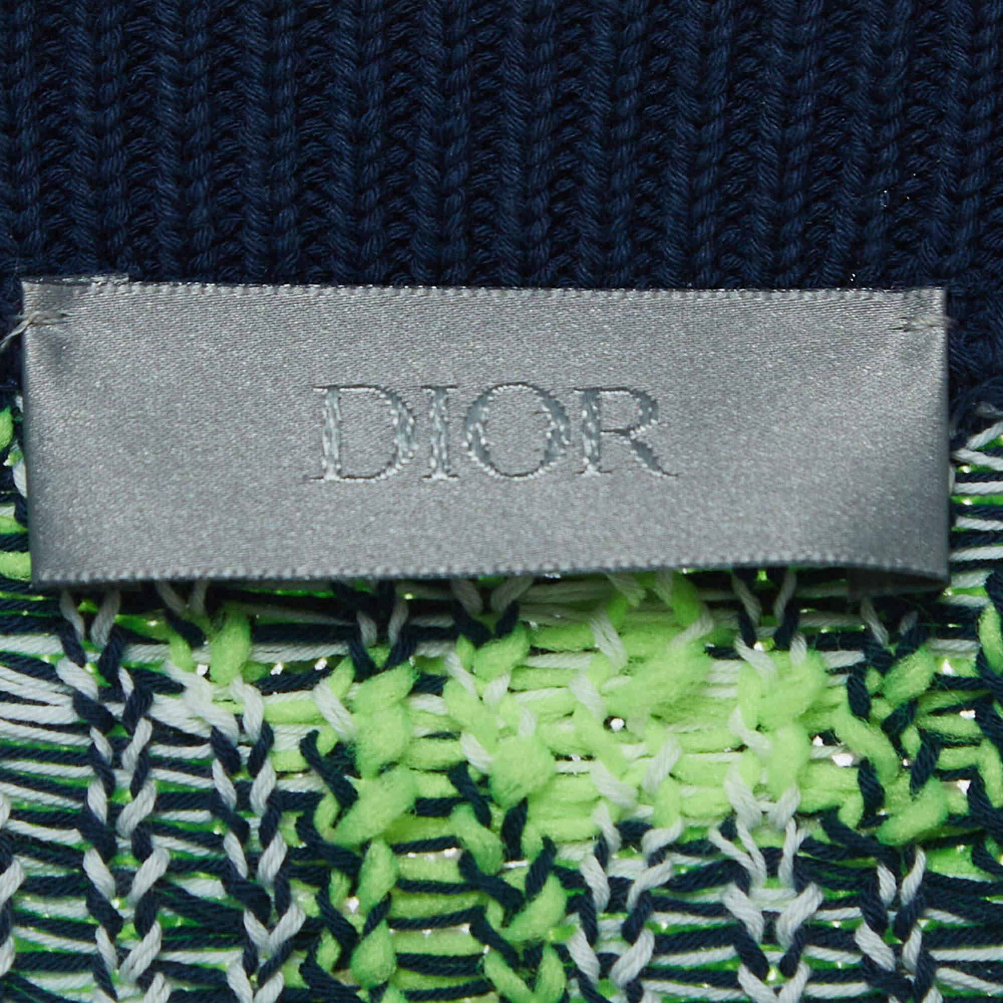 Dior Homme Neon Green Floral Intarsia Knit Full Sleeve Sweatshirt M In Excellent Condition For Sale In Dubai, Al Qouz 2
