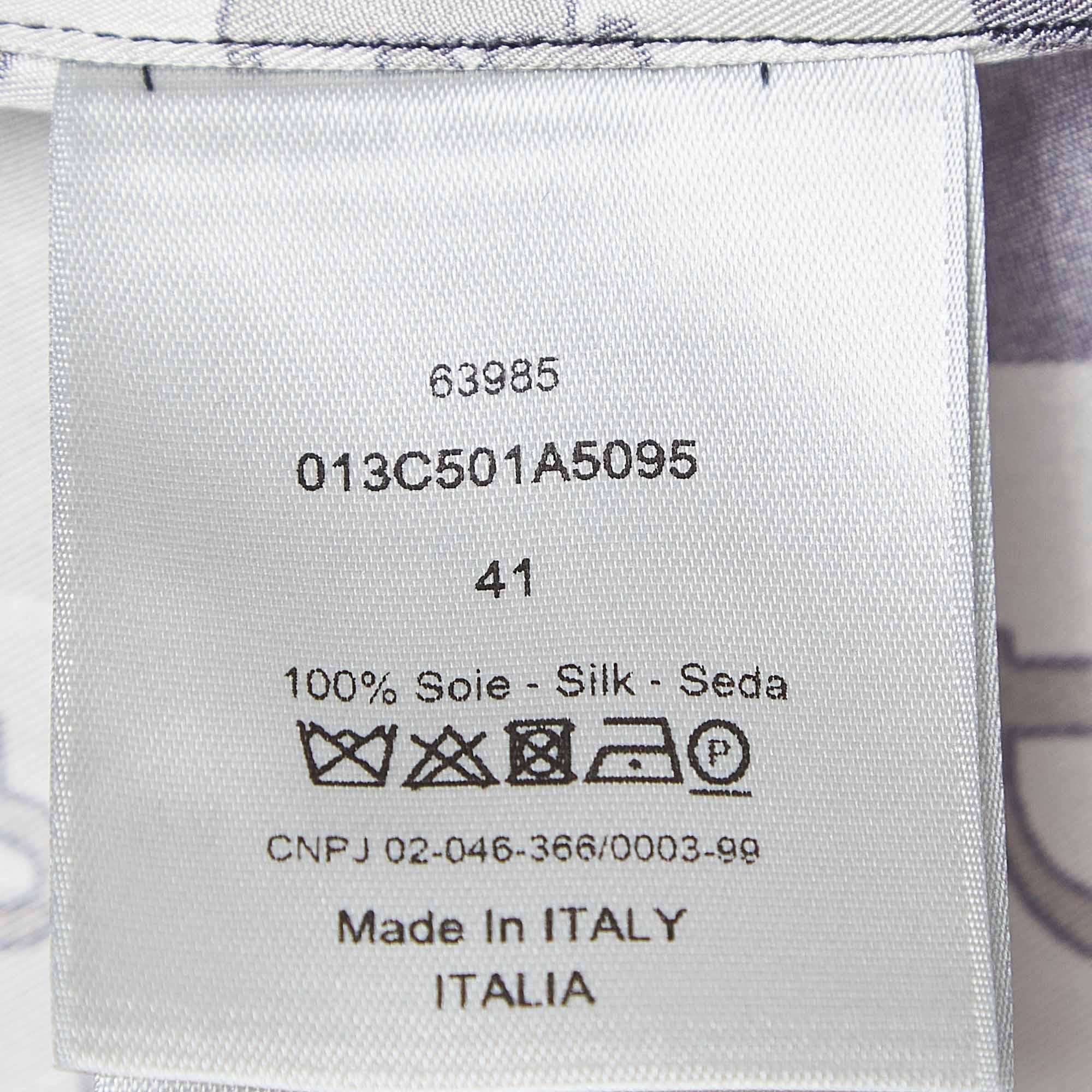 Dior Homme Oblique Print Silk Button Front Full Sleeve Shirt L In Good Condition For Sale In Dubai, Al Qouz 2
