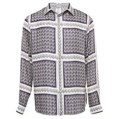 Dior Homme Oblique Print Silk Button Front Full Sleeve Shirt L