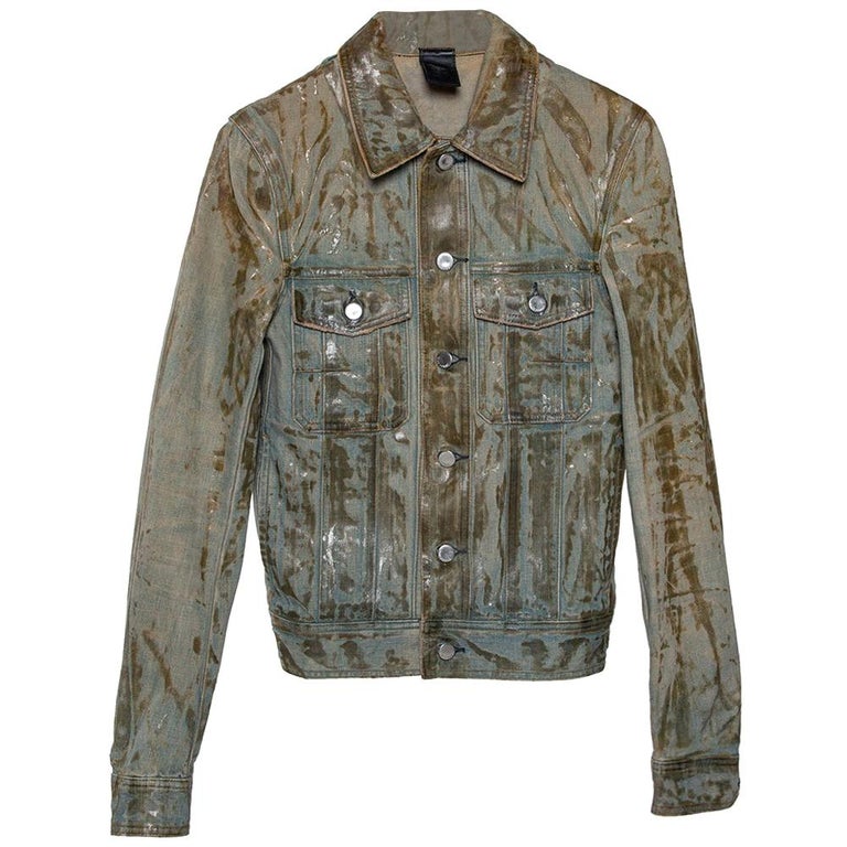 Dior Homme Pale Blue Waxed Denim Jacket S at 1stDibs