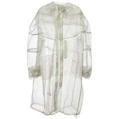Dior Homme Sage Green Sheer Tulle Hooded Long  Jacket M