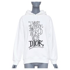 DIOR HOMME Shawn Stussy 2020 Runway Shock The World logo embroidered hoodie XXS