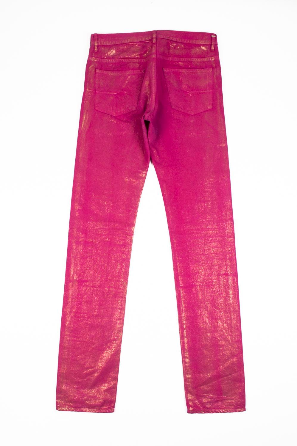 Pink Dior Homme Shiny Glitter Men Jeans Size 31W For Sale