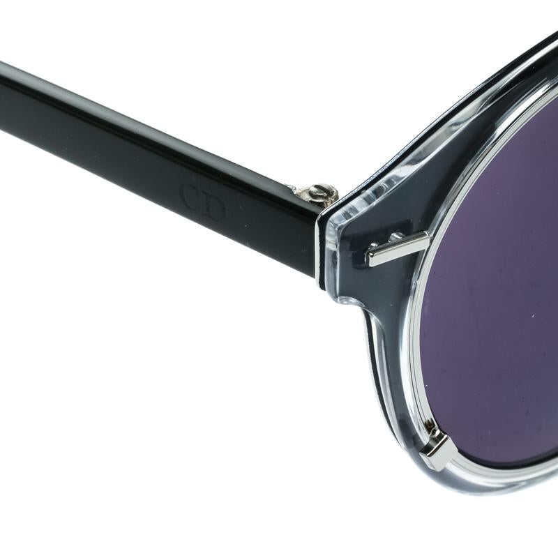 Gray Dior Homme Silver/Black Diorgenese Round Sunglasses