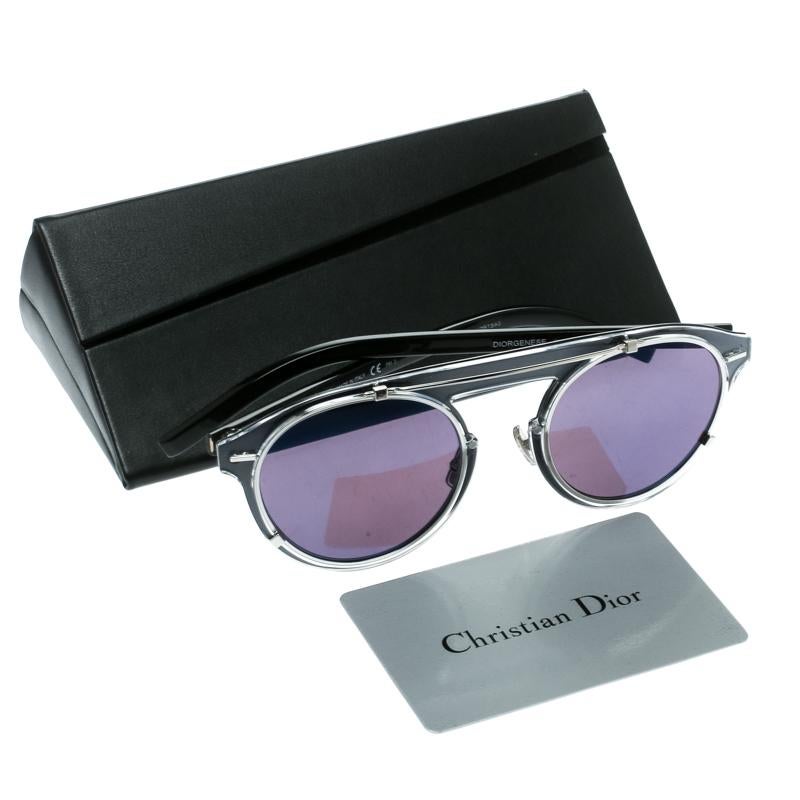 Dior Homme Silver/Black Diorgenese Round Sunglasses 1