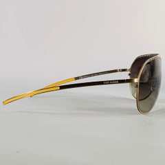 DIOR HOMME Silver Taupe Metal Wrap Around Aviator Sunglasses