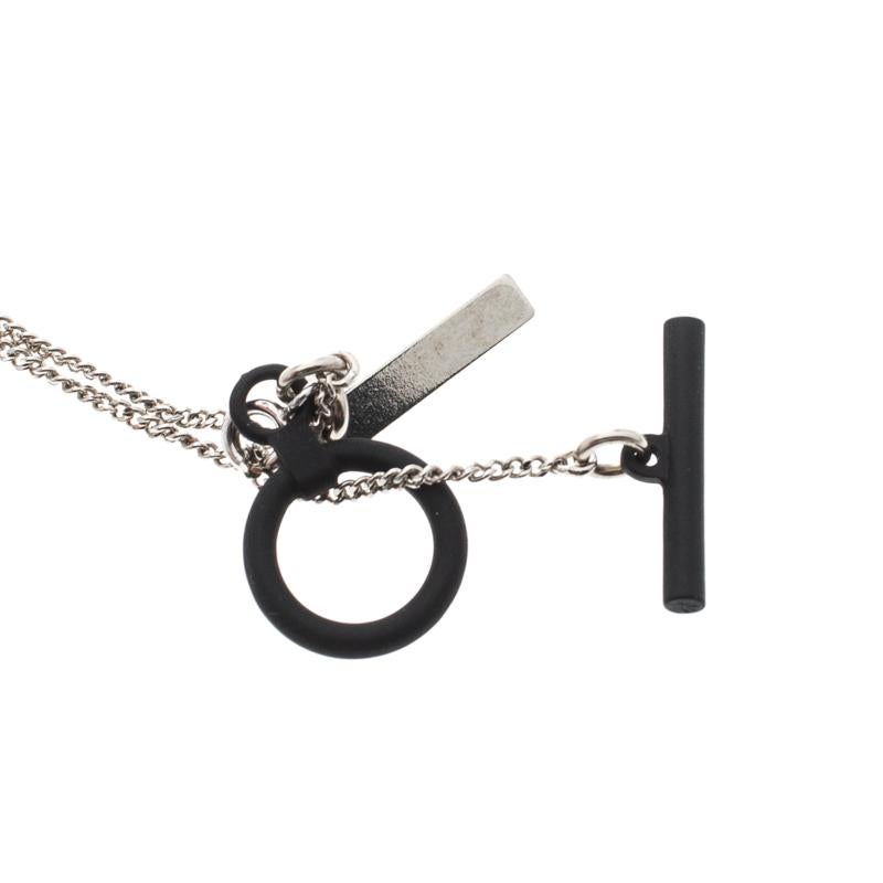 Contemporary Dior Homme Silver Tone Black Toggle Chain