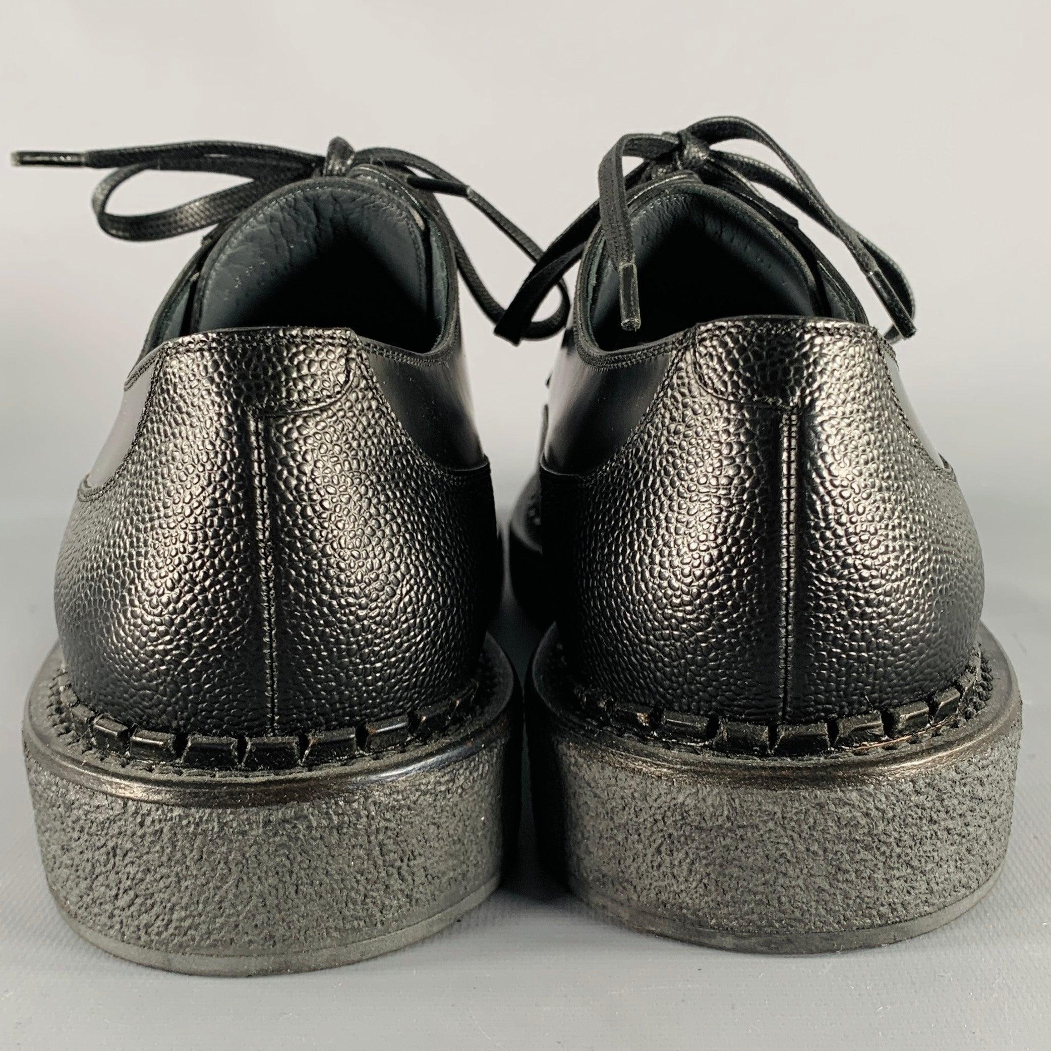 DIOR HOMME Size 10 Black Leather Creeper Lace-Up Shoes In Excellent Condition In San Francisco, CA
