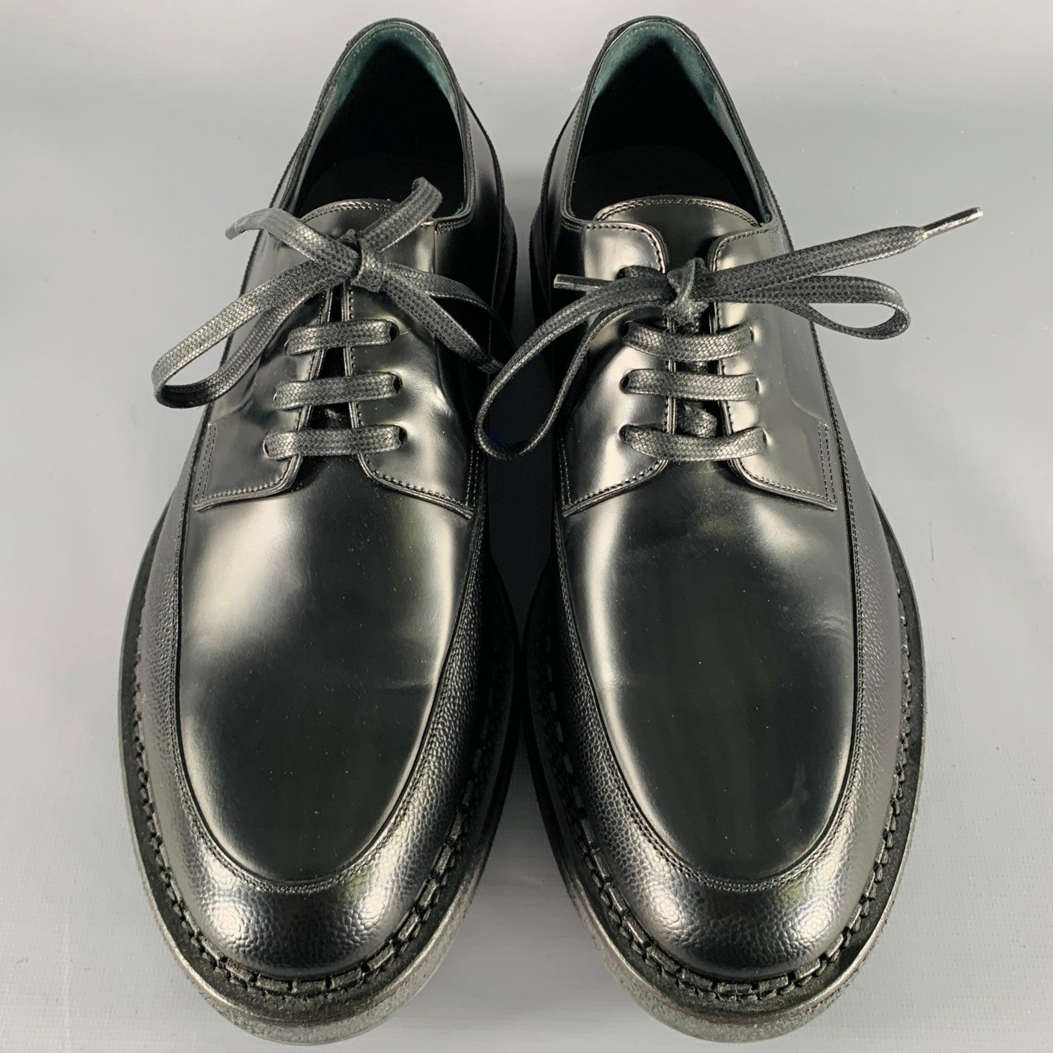 Men's DIOR HOMME Size 10 Black Leather Creeper Lace-Up Shoes