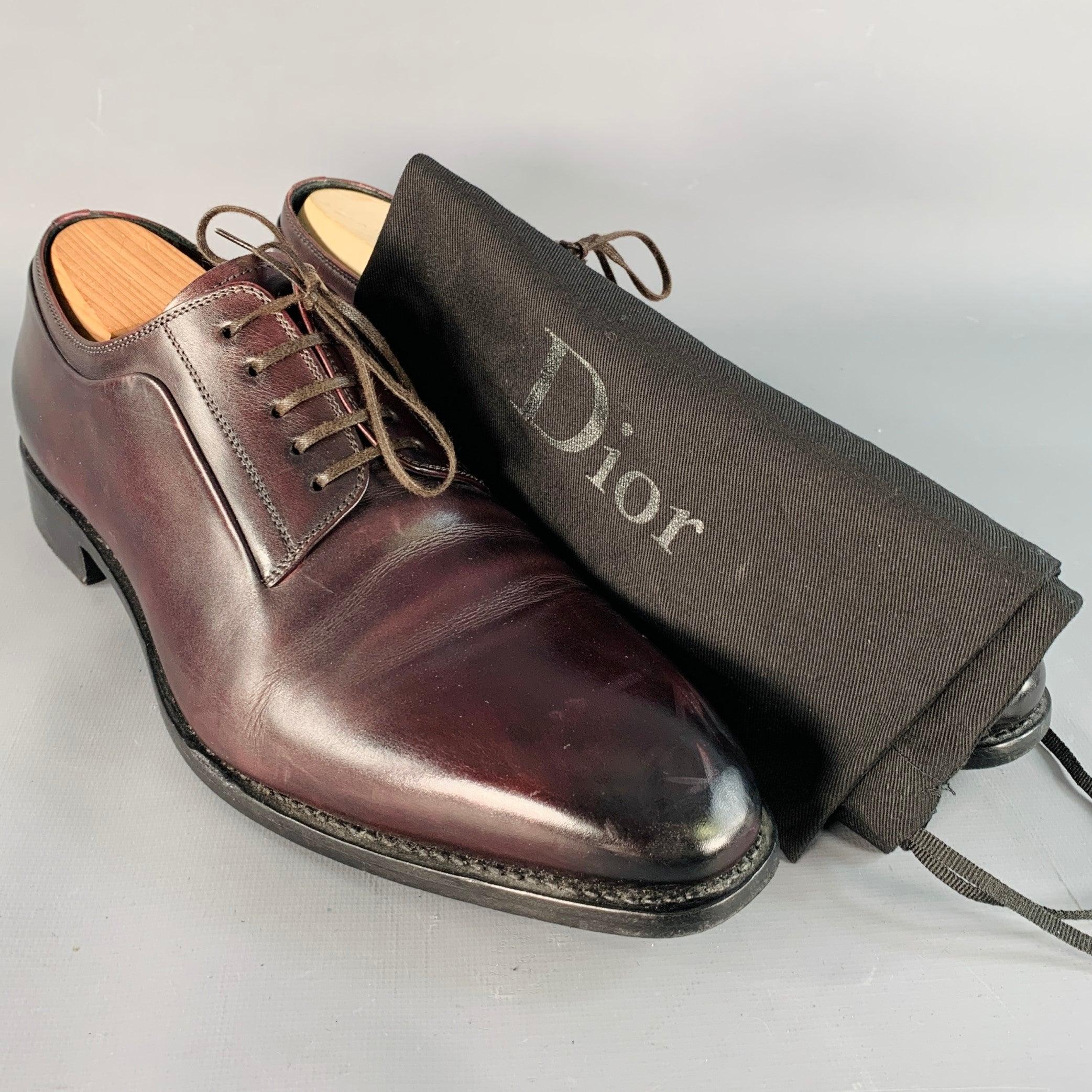DIOR HOMME Taille 10 Chaussures à lacets Derby en cuir marron en vente 5
