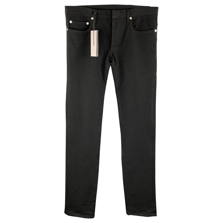 DIOR HOMME Size 30 Black Cotton Stretch Button Fly Jeans at 1stDibs
