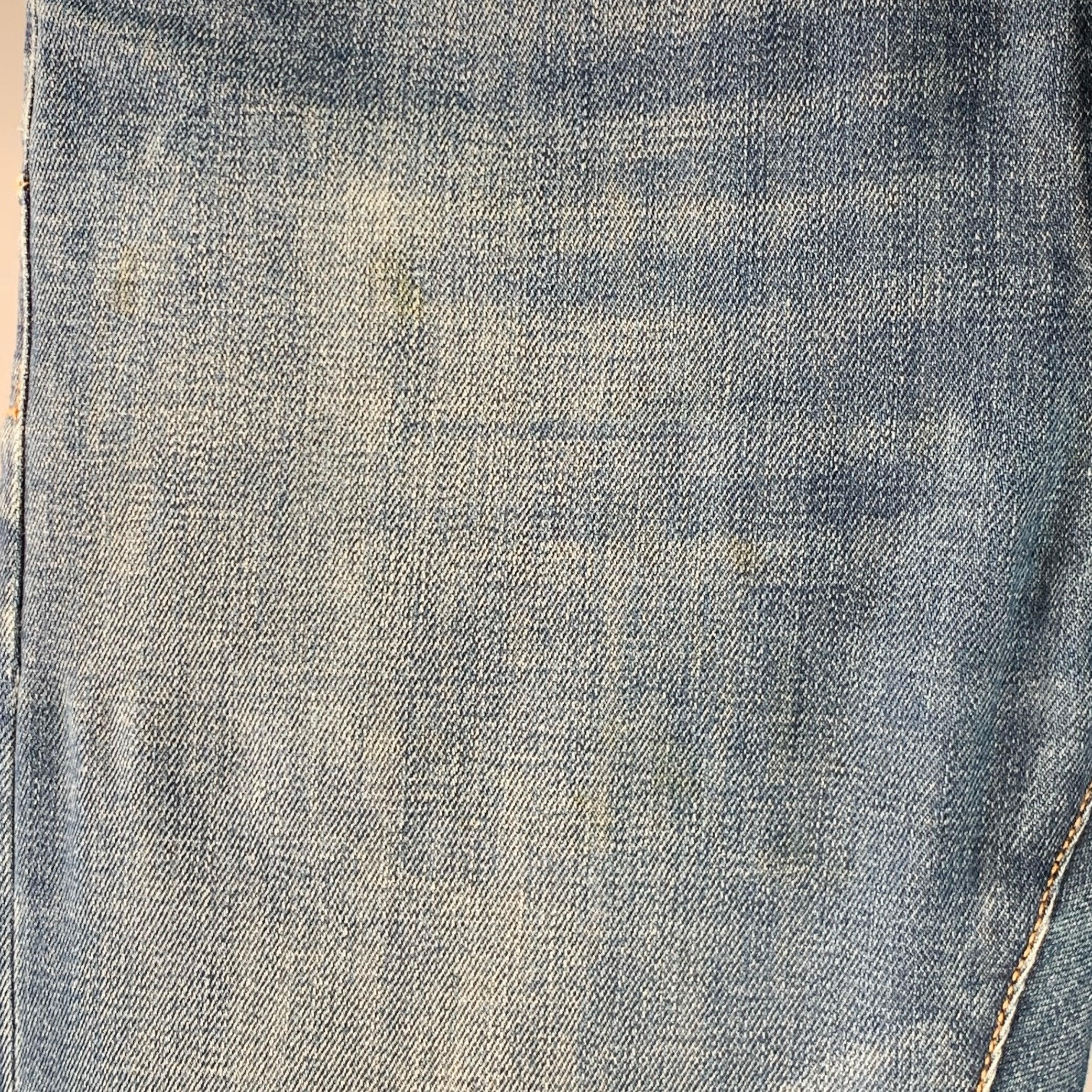 DIOR HOMME Talla 30 Azul Contraste Puntada Mezcla Algodón Sarga Vaqueros Rectos Slim en venta 1