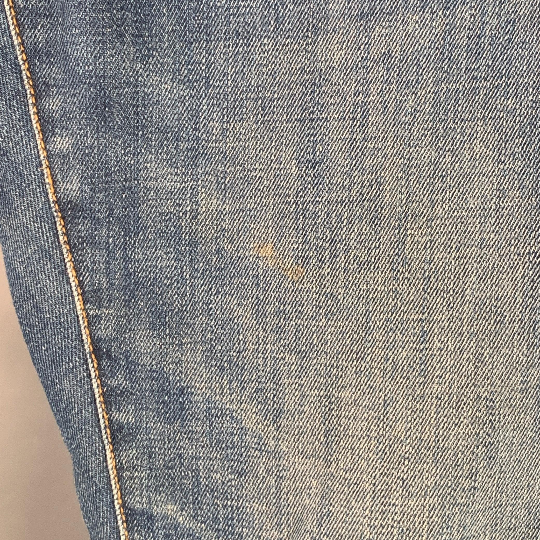 DIOR HOMME Talla 30 Azul Contraste Puntada Mezcla Algodón Sarga Vaqueros Rectos Slim en venta 2