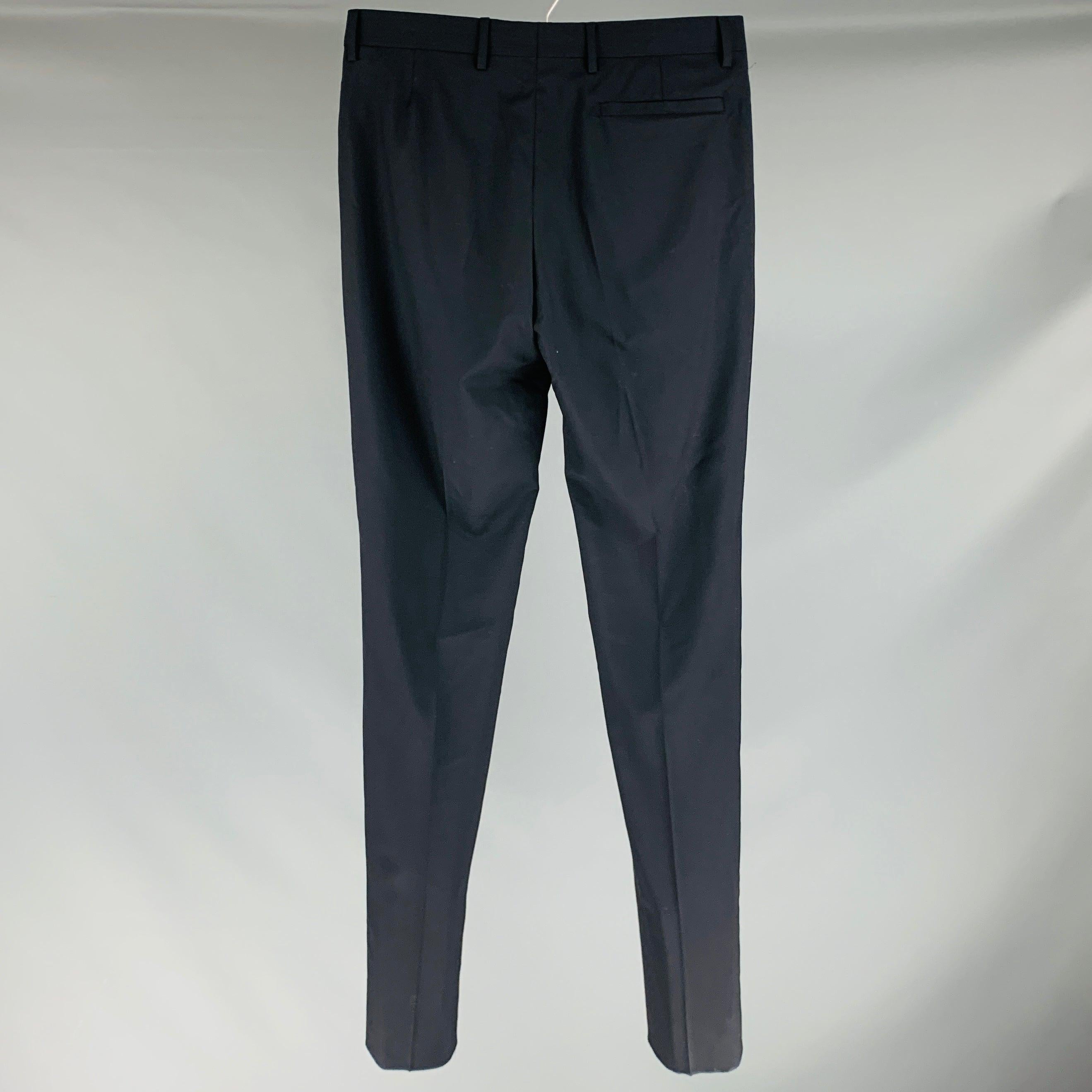 DIOR HOMME Size 30 Navy Virgin Wool Flat Front Dress Pants In Excellent Condition For Sale In San Francisco, CA