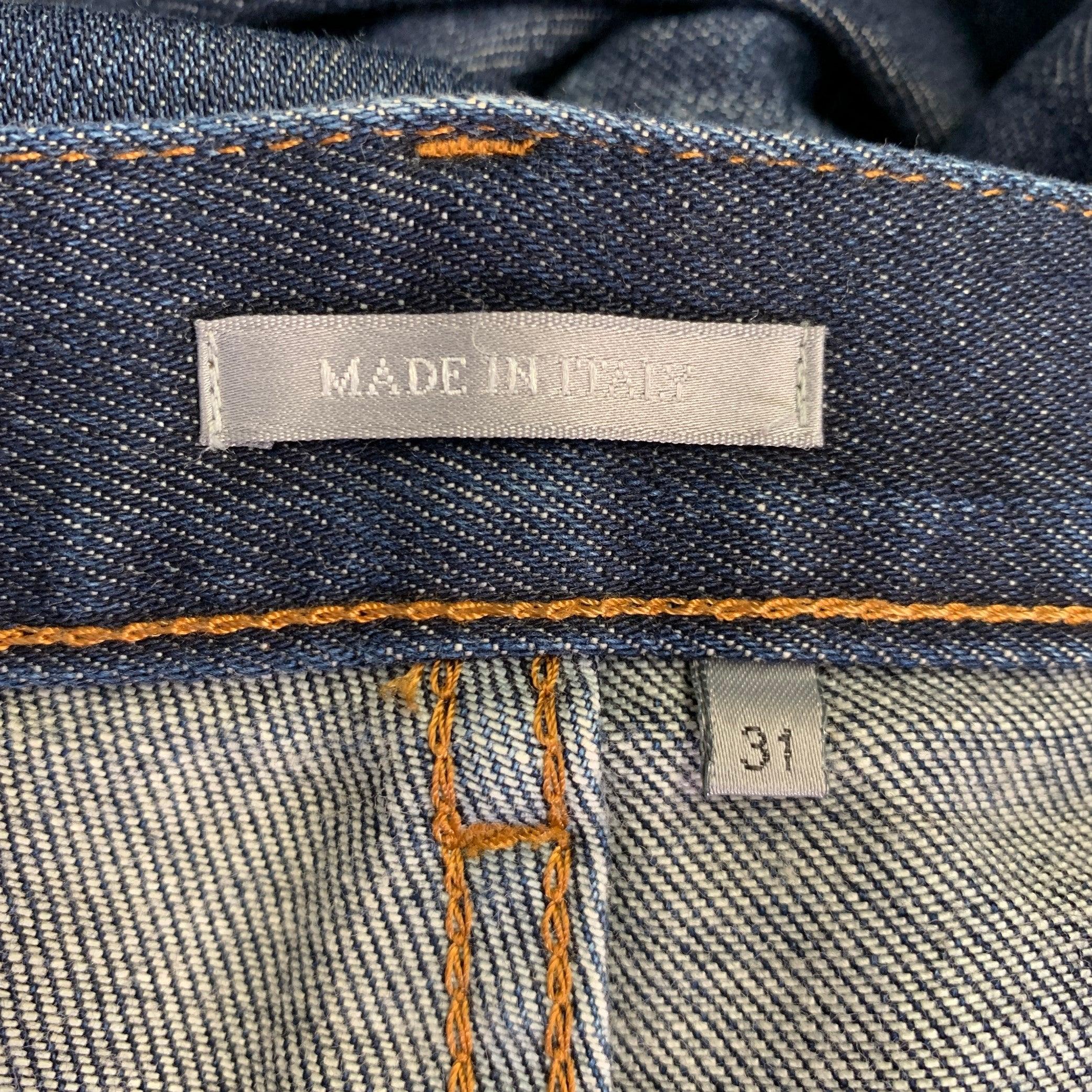 DIOR HOMME Size 31 Blue Washed Cotton Blend Button Fly Jeans For Sale 4