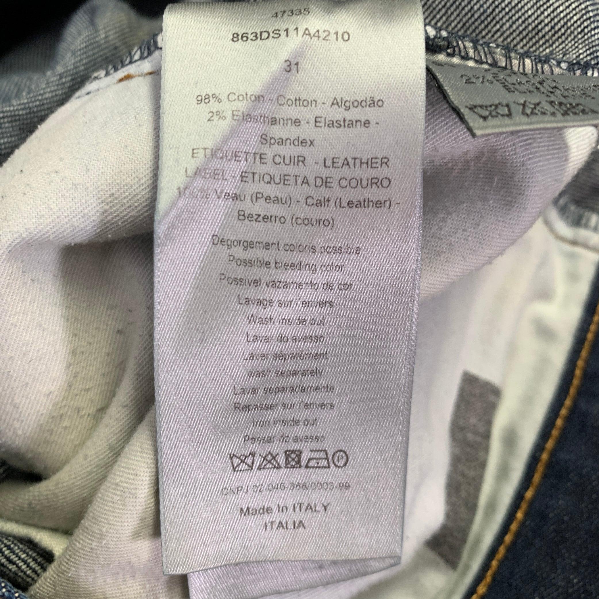 DIOR HOMME Size 31 Blue Washed Cotton Blend Button Fly Jeans For Sale 5