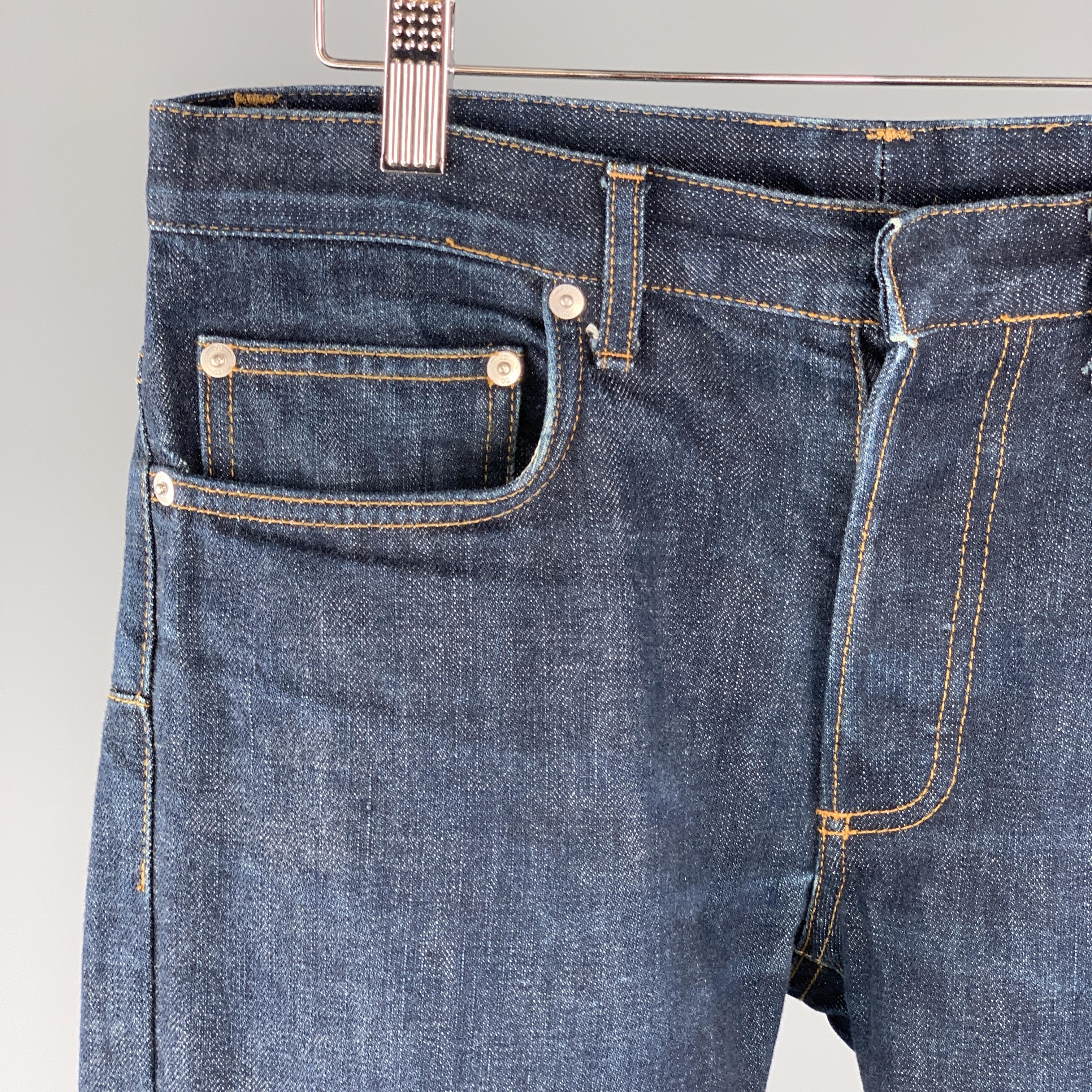 Black DIOR HOMME Size 31 x 29 Indigo Wash Denim Button Fly Jeans