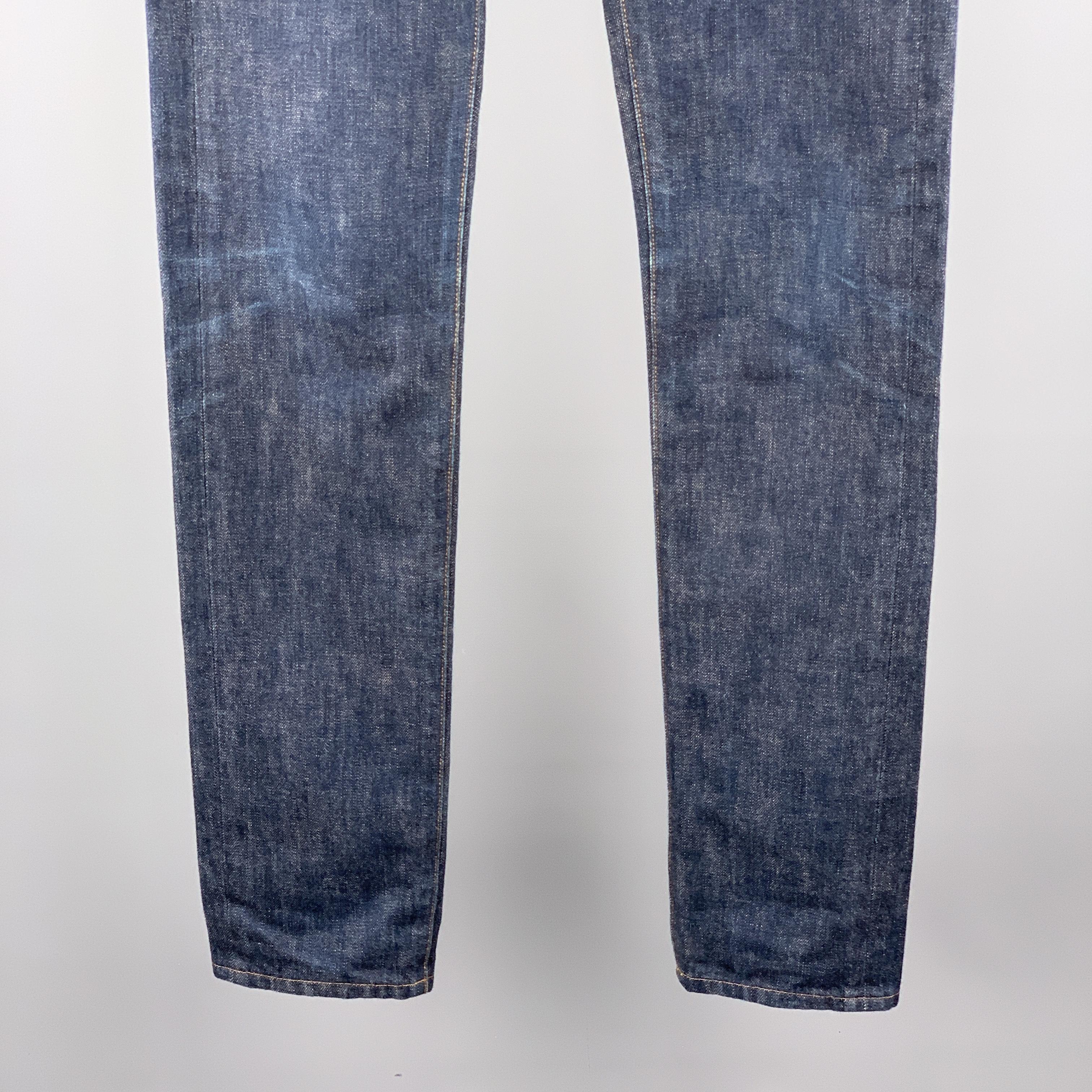 DIOR HOMME Size 31 x 29 Indigo Wash Denim Button Fly Jeans In Good Condition In San Francisco, CA