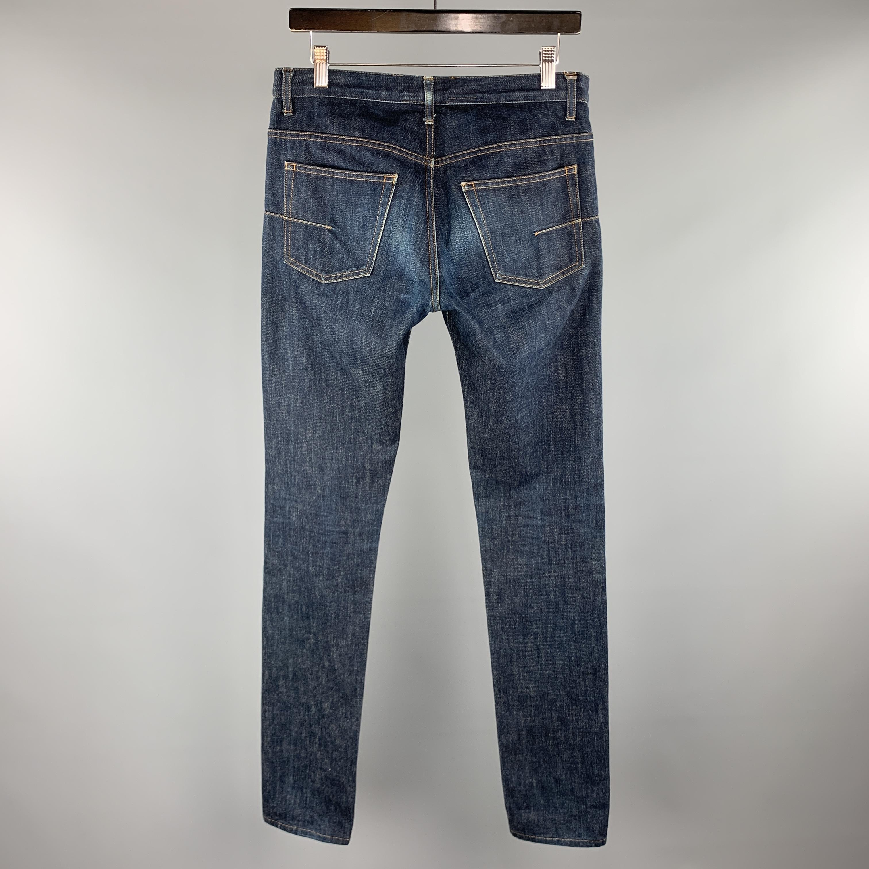 Men's DIOR HOMME Size 31 x 29 Indigo Wash Denim Button Fly Jeans