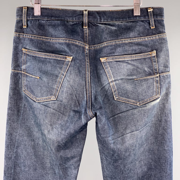 DIOR HOMME Size 32 x 31 Indigo Wash Denim Button Fly Jeans at 1stDibs ...