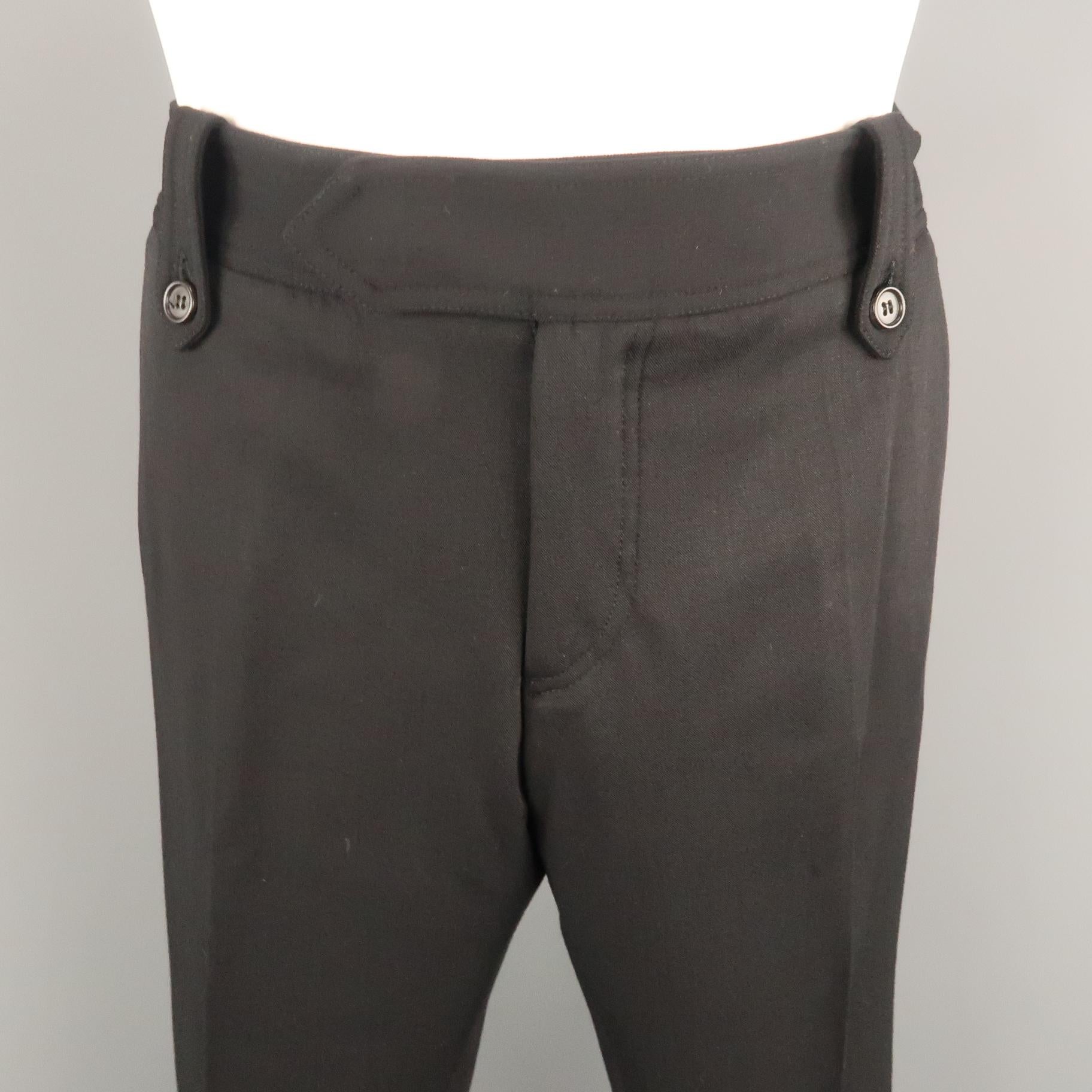 DIOR HOMME dress pant comes in a black wool blend featuring a flat front style and flap pockets. Made in Italy.
 
Excellent Pre-Owned Condition.
Marked: IT 50
 
Measurements:
 
Waist: 34 in.
Rise: 9 in.
Inseam: 32 in.