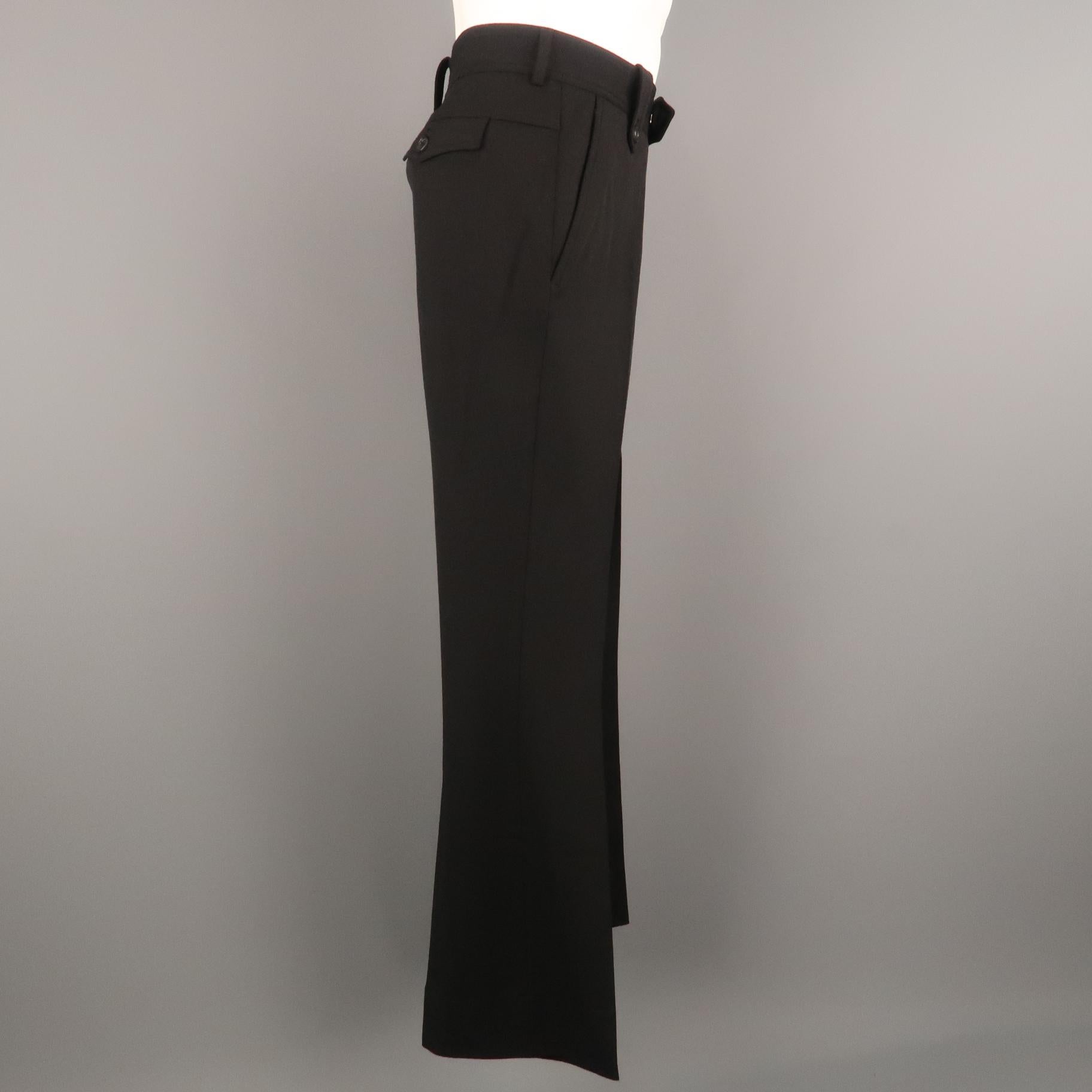 DIOR HOMME Size 34 Black Solid Wool Blend 32 Zip Fly Dress Pants In Excellent Condition In San Francisco, CA