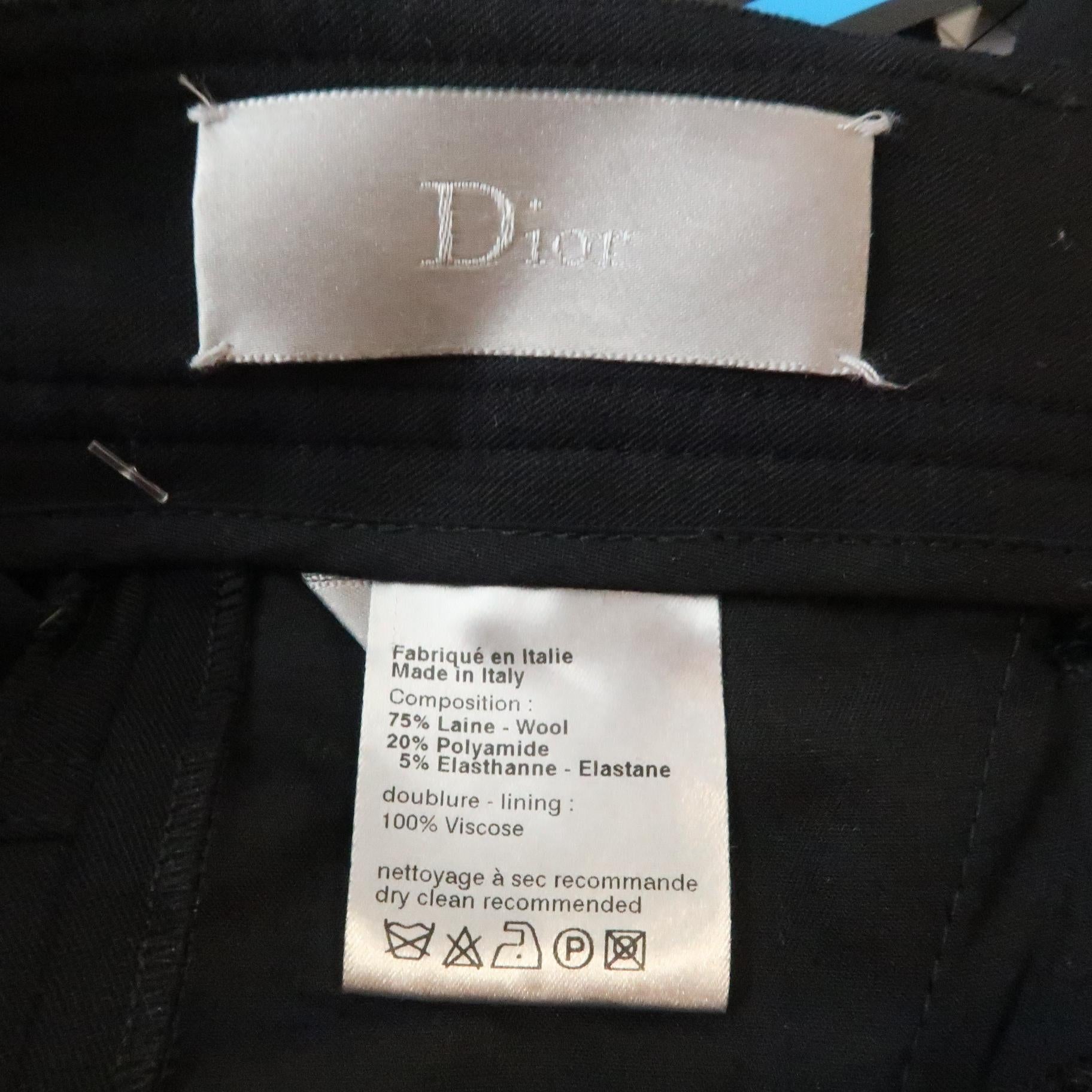 DIOR HOMME Size 34 Black Solid Wool Blend 32 Zip Fly Dress Pants 2