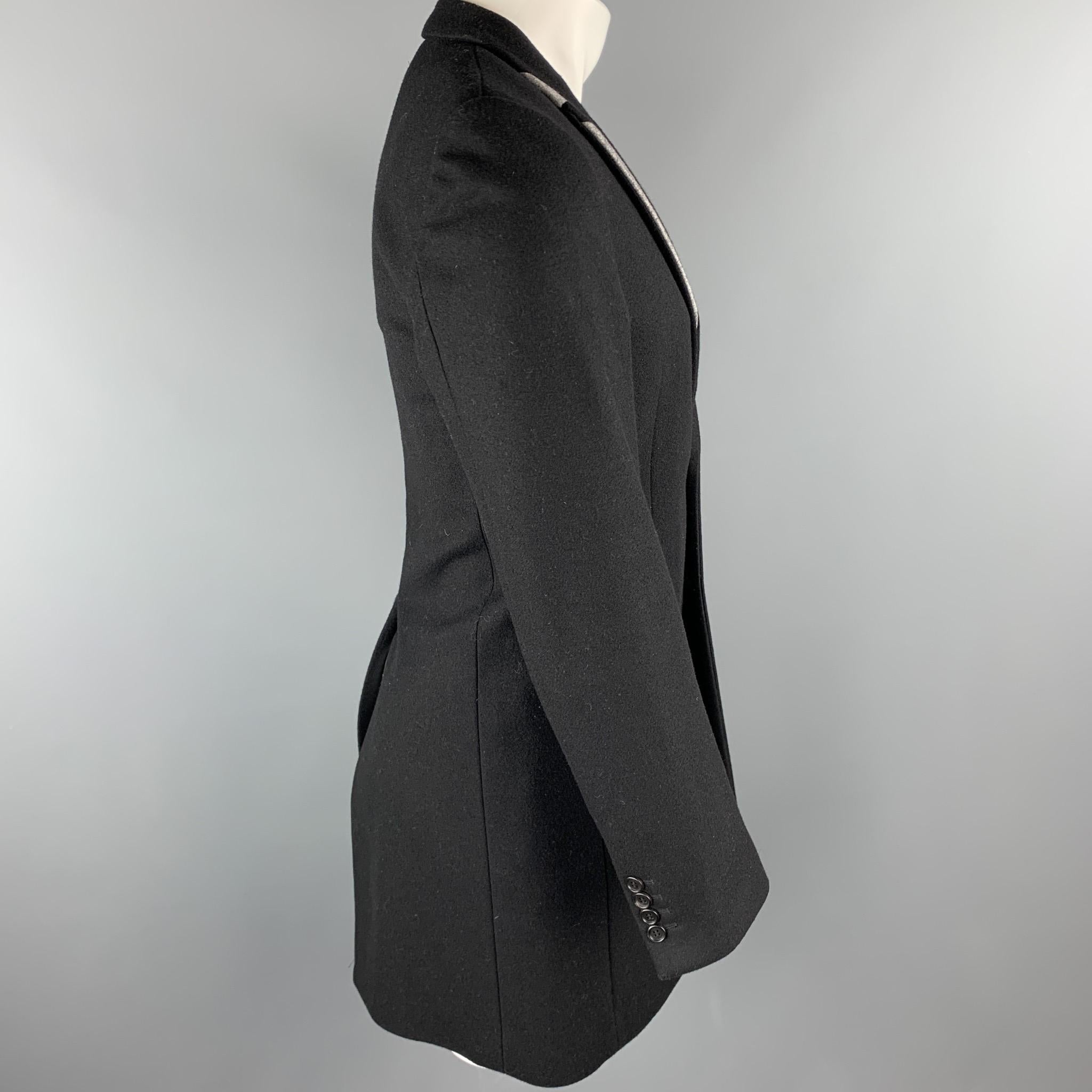 DIOR HOMME Size 36 Black & Grey Wool / Polyamide Peak Lapel Coat In Good Condition In San Francisco, CA