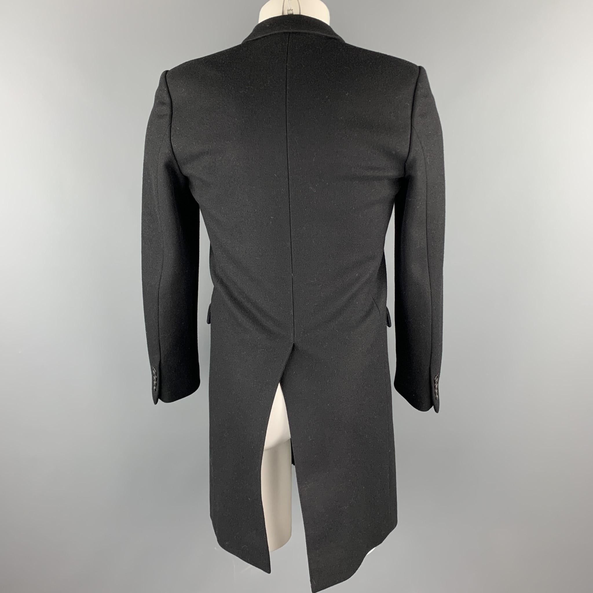 Men's DIOR HOMME Size 36 Black & Grey Wool / Polyamide Peak Lapel Coat
