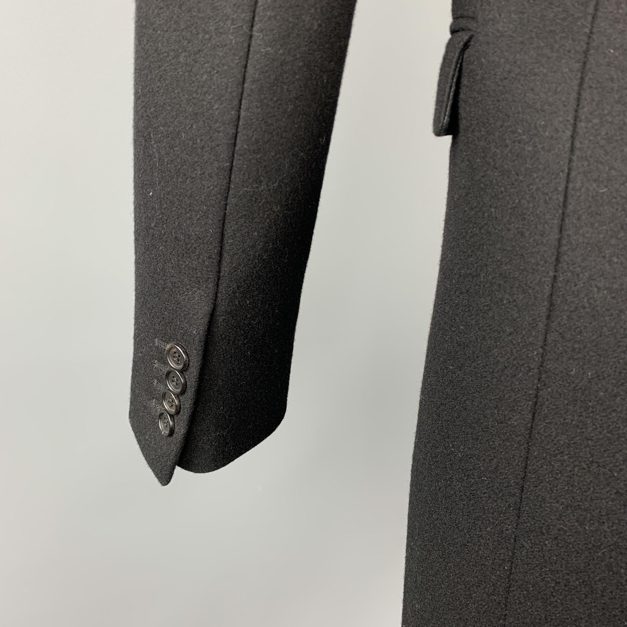 DIOR HOMME Size 36 Black & Grey Wool / Polyamide Peak Lapel Coat 1